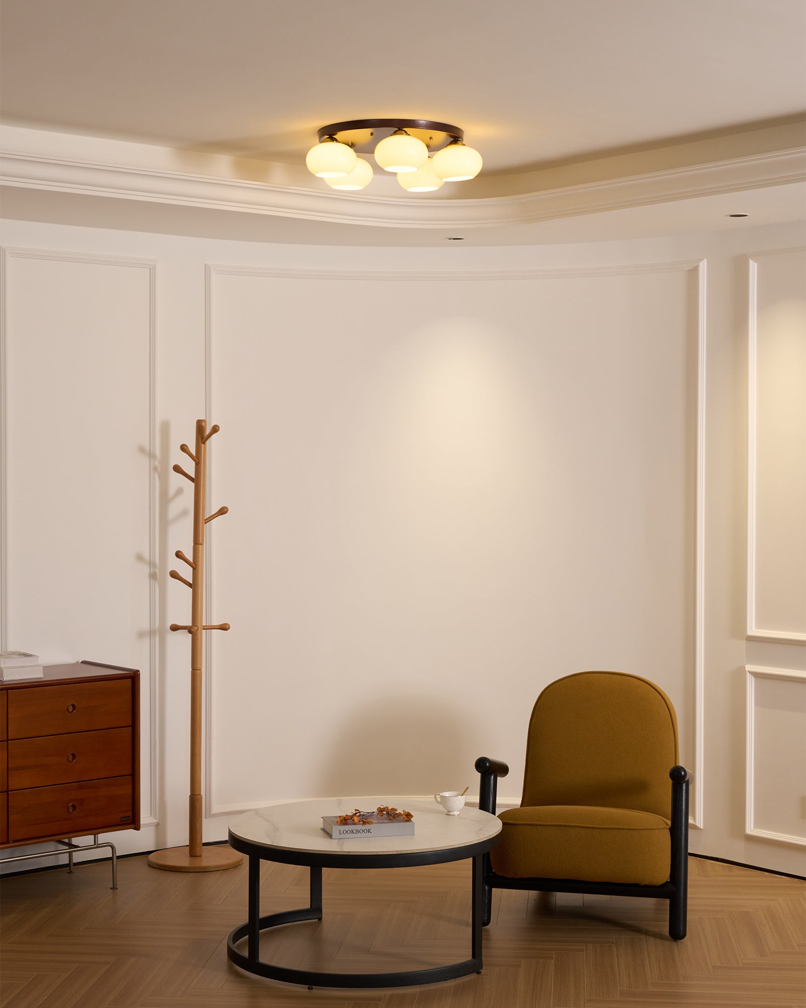 Aurevo 5-Light Amber Glass Flush Mount Ceiling Light - Neutralighting