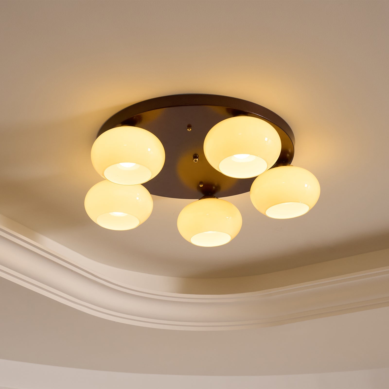 Aurevo 5-Light Amber Glass Flush Mount Ceiling Light - Neutralighting