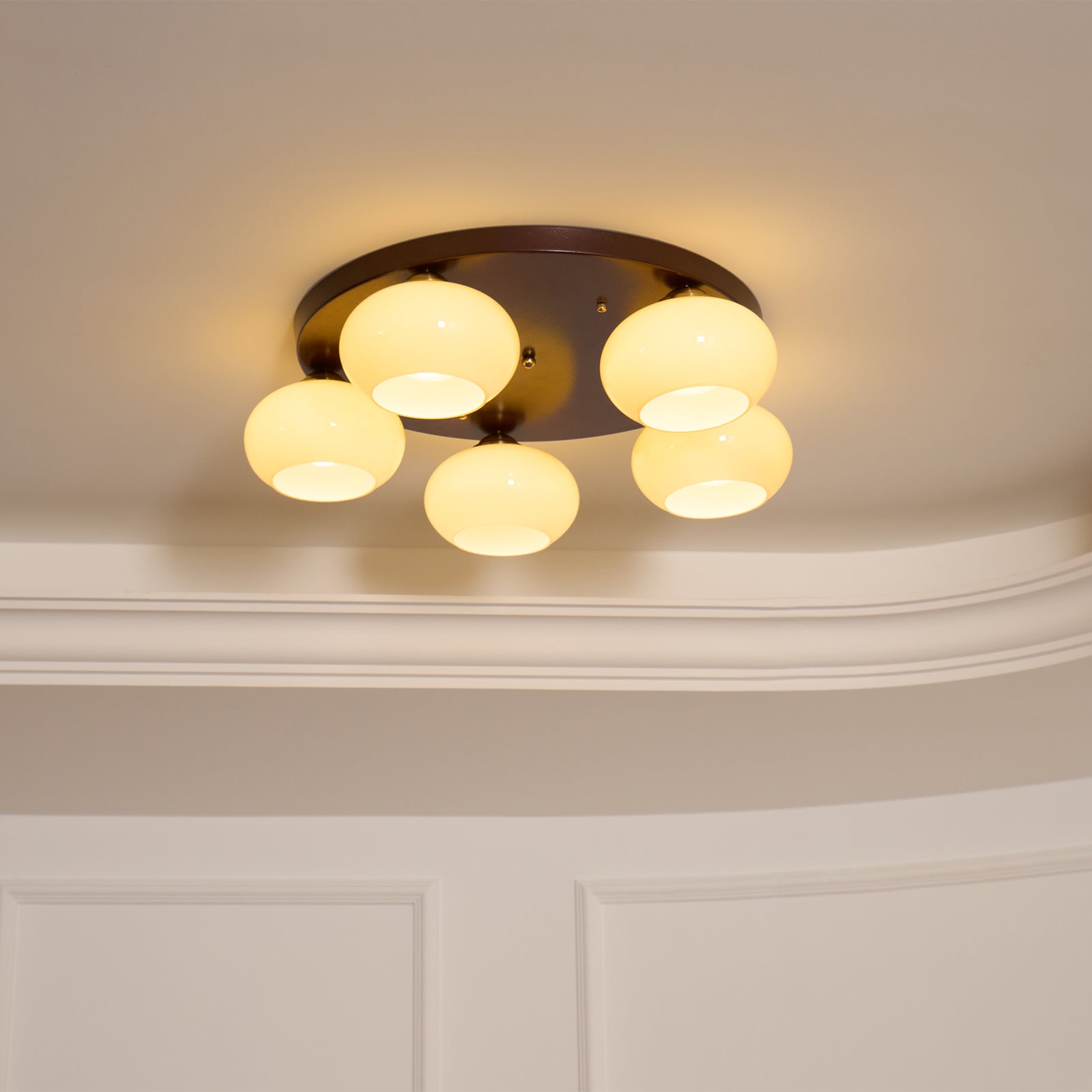 Aurevo 5-Light Amber Glass Flush Mount Ceiling Light - Neutralighting