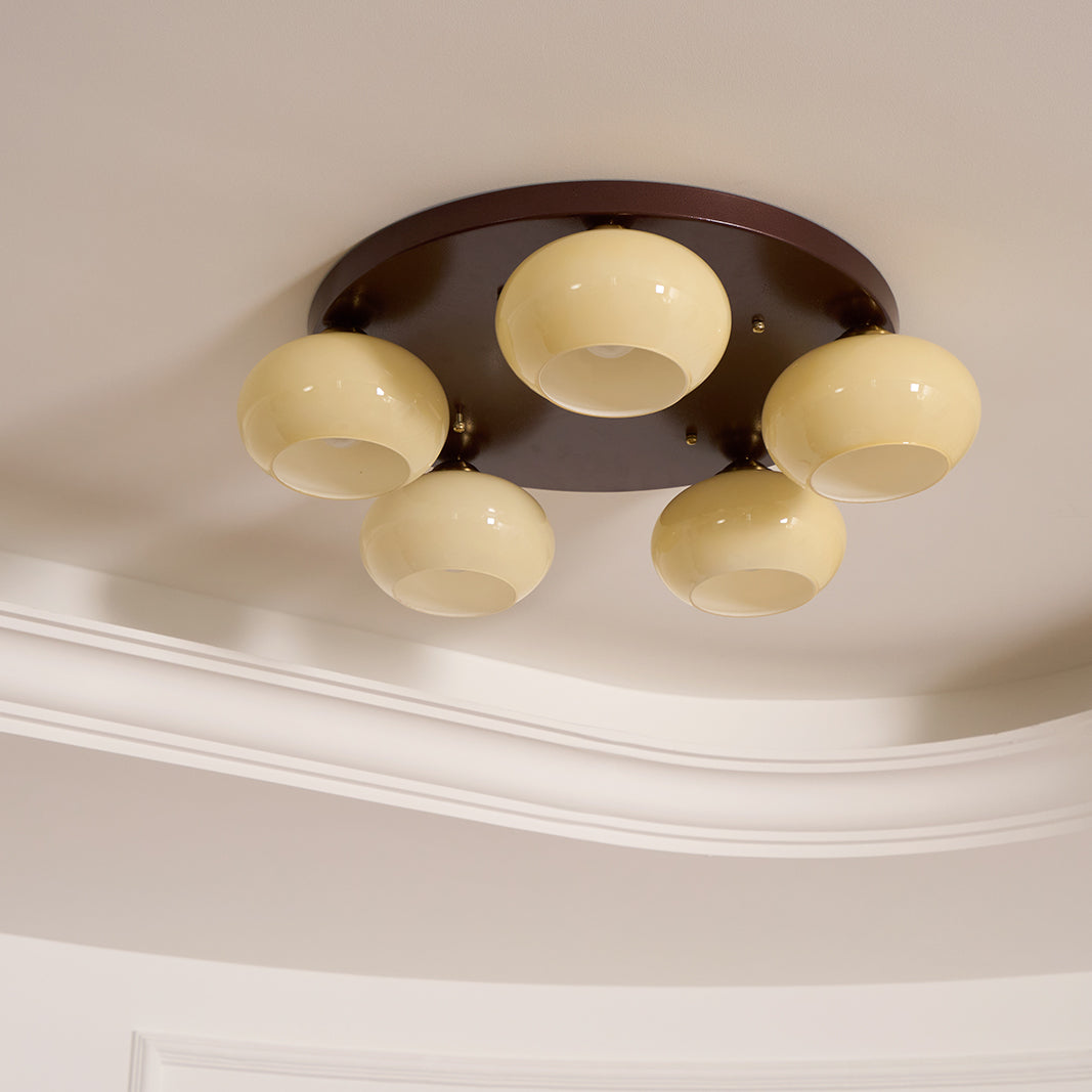 Aurevo 5-Light Amber Glass Flush Mount Ceiling Light - Neutralighting
