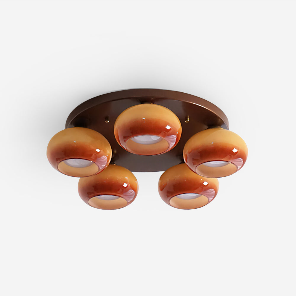 Aurevo 5-Light Amber Glass Flush Mount Ceiling Light - Neutralighting