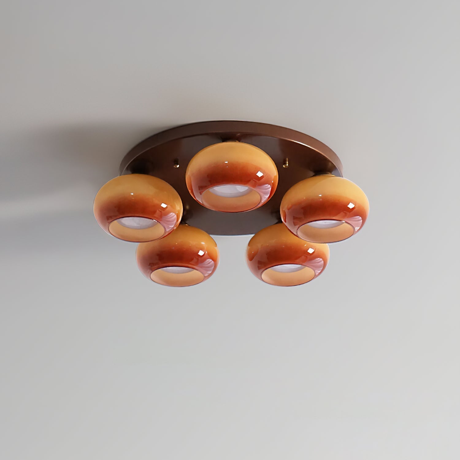 Aurevo 5-Light Amber Glass Flush Mount Ceiling Light - Neutralighting