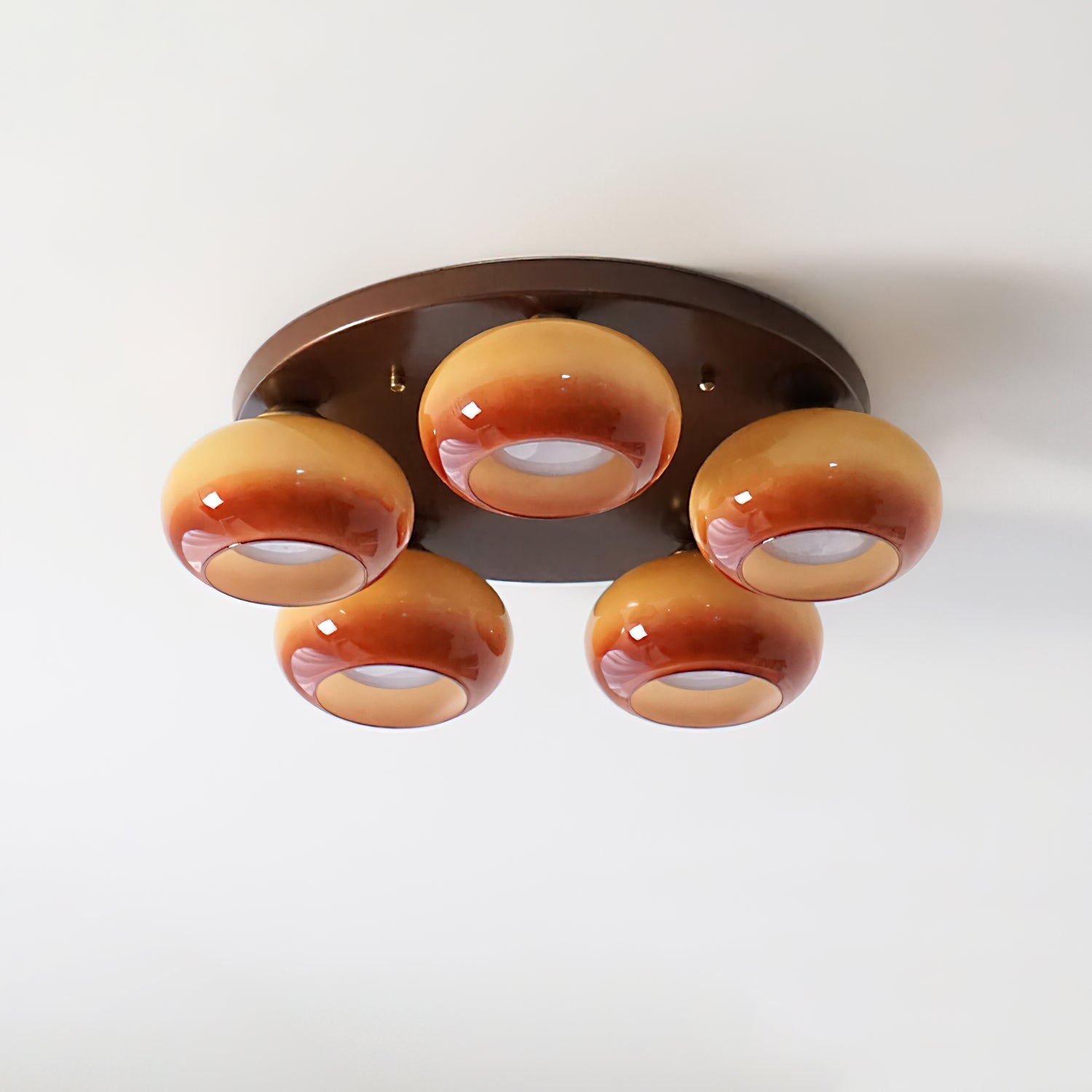 Aurevo 5-Light Amber Glass Flush Mount Ceiling Light - Neutralighting