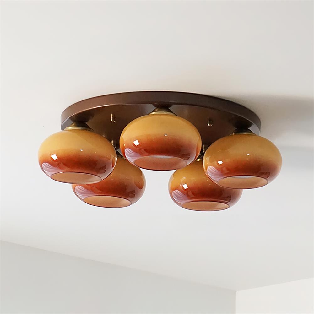 Aurevo 5-Light Amber Glass Flush Mount Ceiling Light - Neutralighting