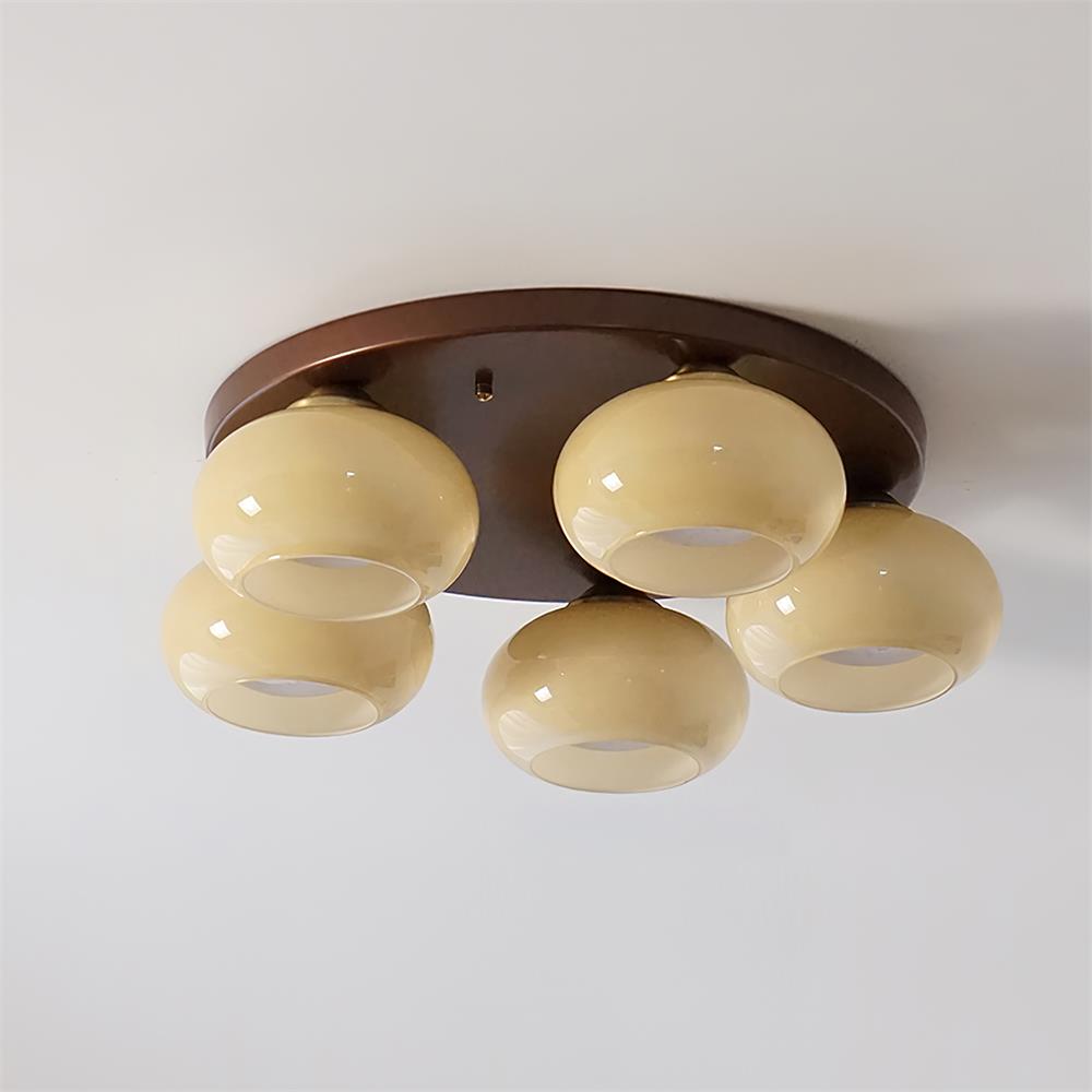 Aurevo 5-Light Amber Glass Flush Mount Ceiling Light - Neutralighting