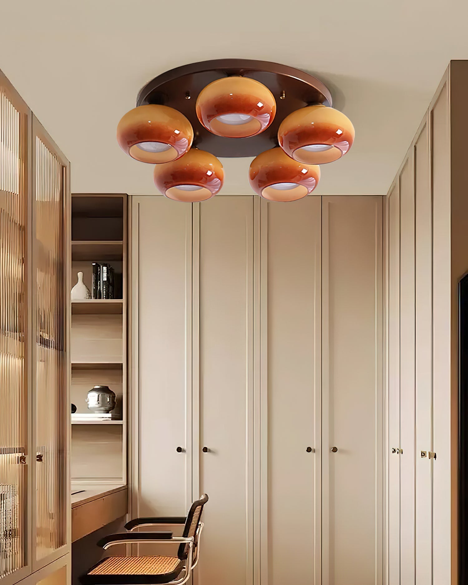 Aurevo 5-Light Amber Glass Flush Mount Ceiling Light - Neutralighting