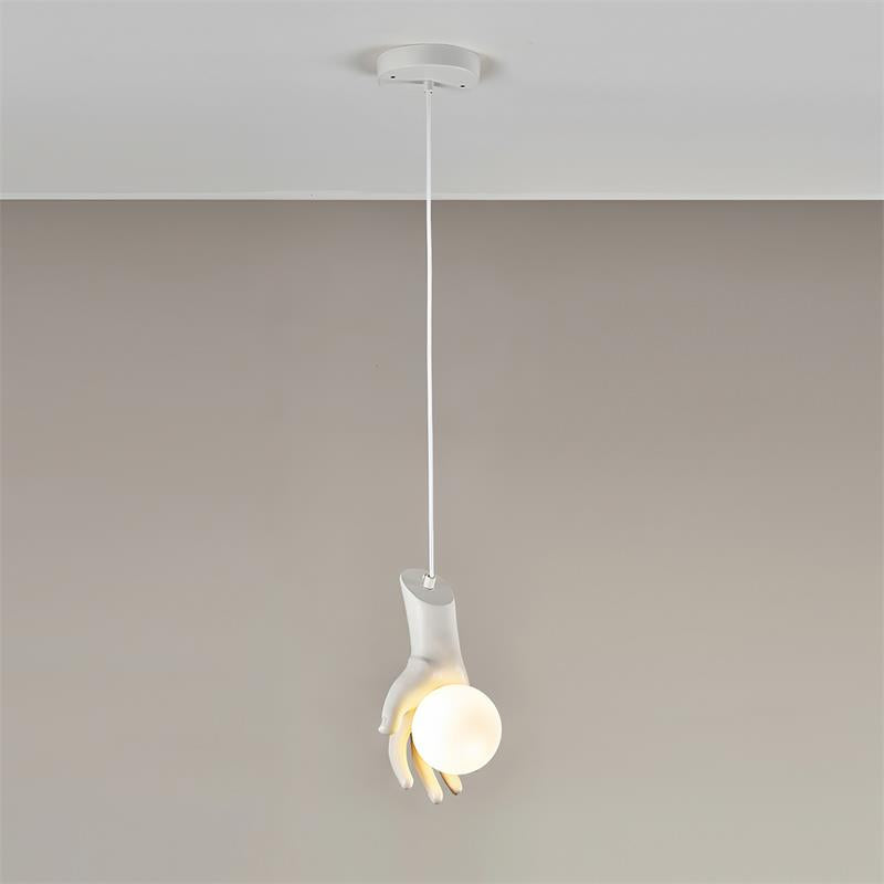 Pendant Light Hand Sculpture Wood Grip Globe - Neutralighting