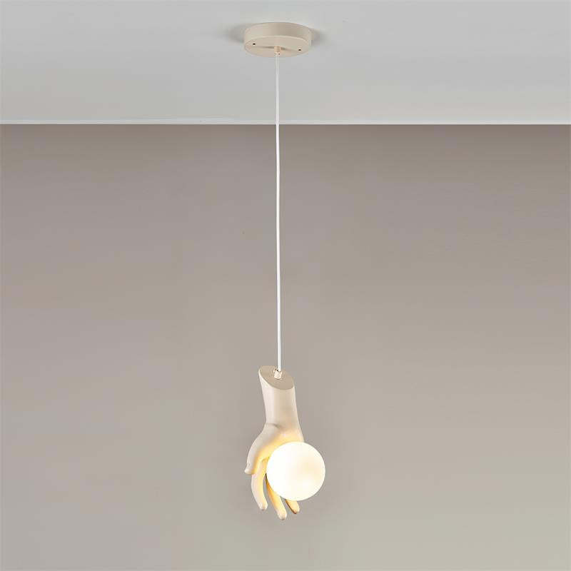 Pendant Light Hand Sculpture Wood Grip Globe - Neutralighting