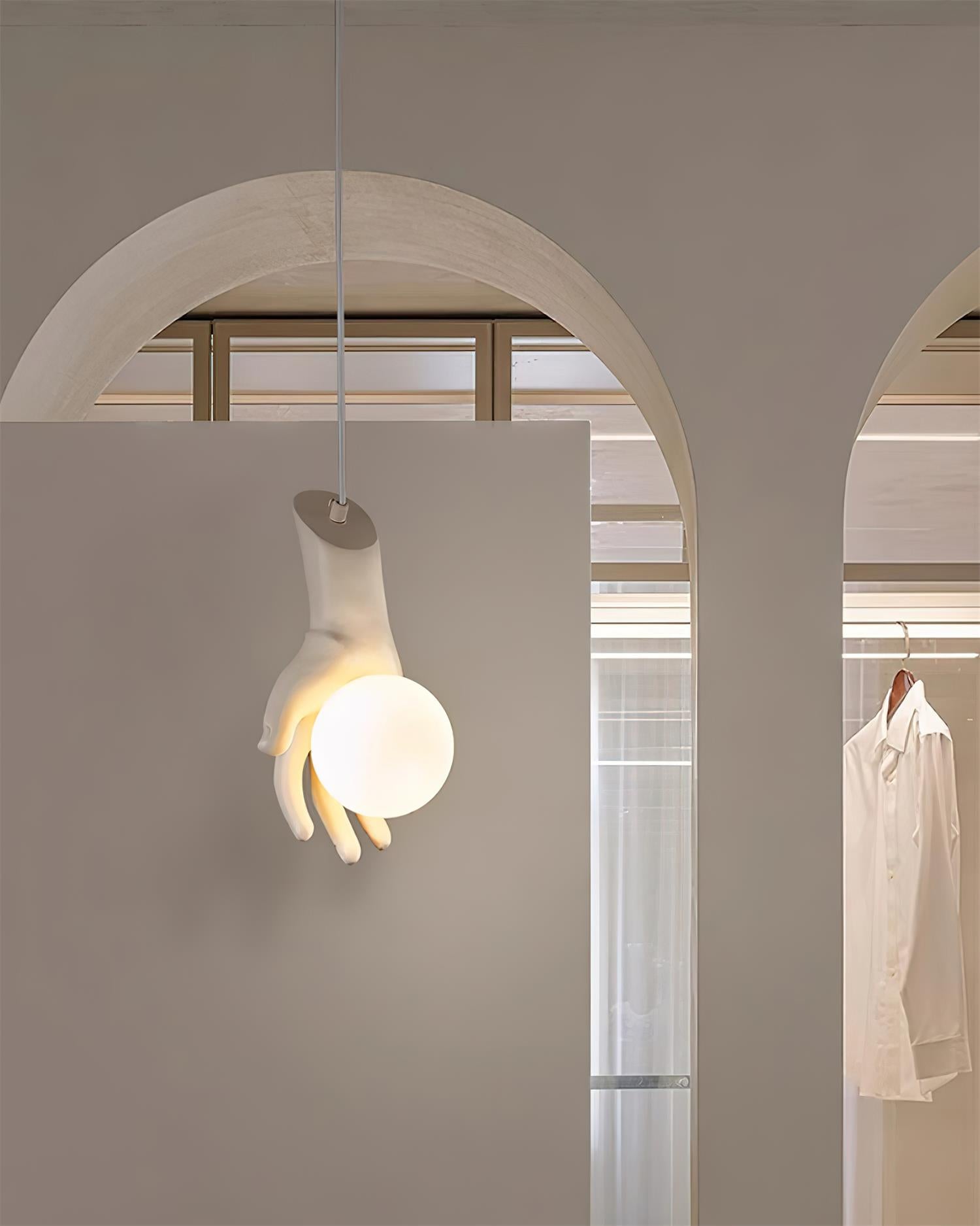 Pendant Light Hand Sculpture Wood Grip Globe - Neutralighting