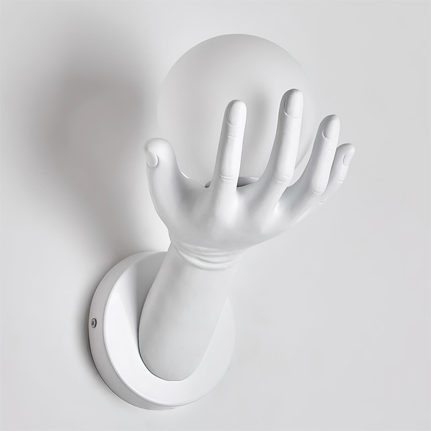 Wall Lamp Polymer Body Hand Shape Globe Shade Wood Grain - Neutralighting
