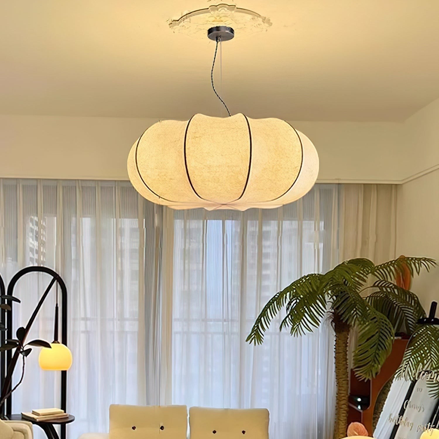 Kiyo Pumpkin Pendant Light Silk - Neutralighting