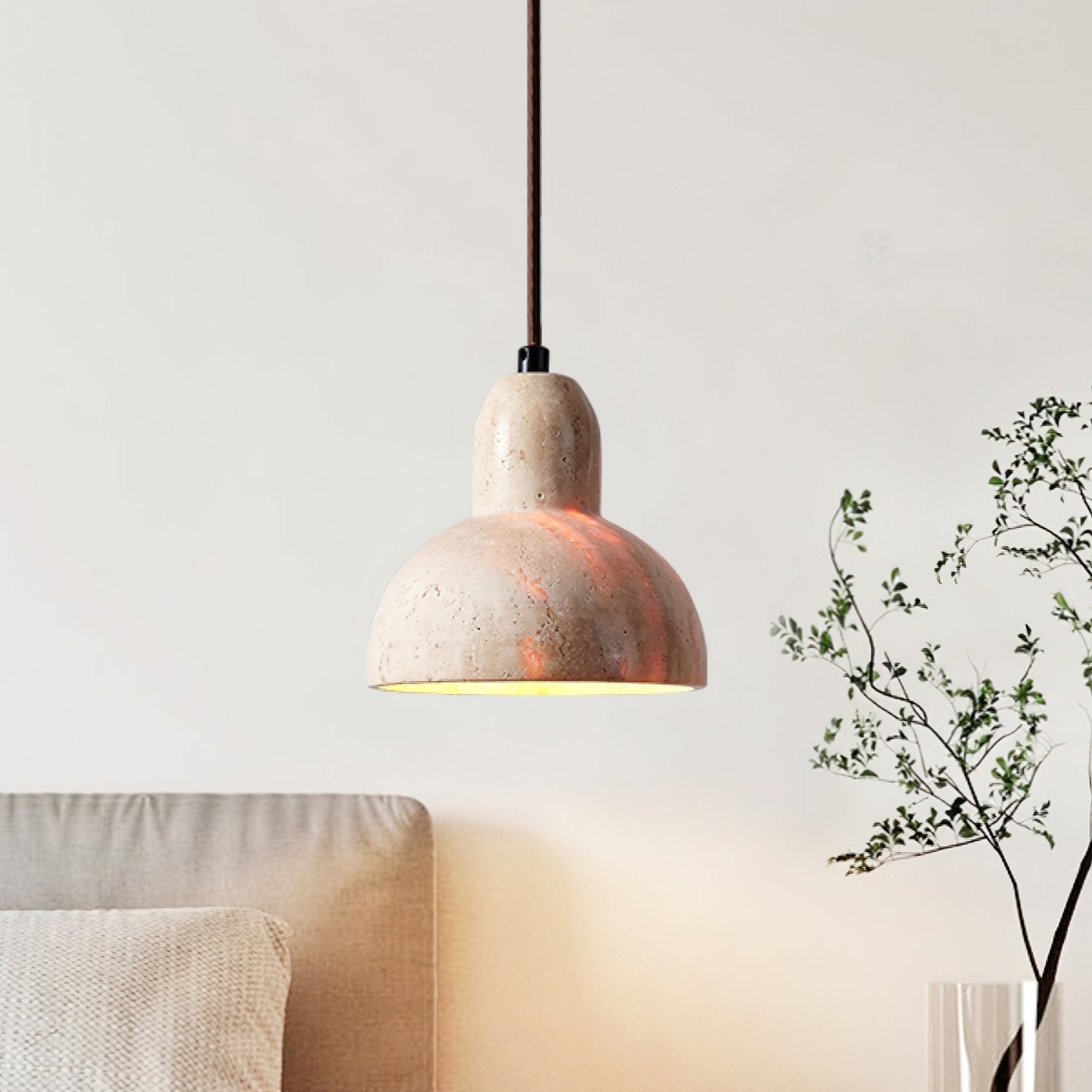 Ritta Travertine Dome Pendant Light - Neutralighting