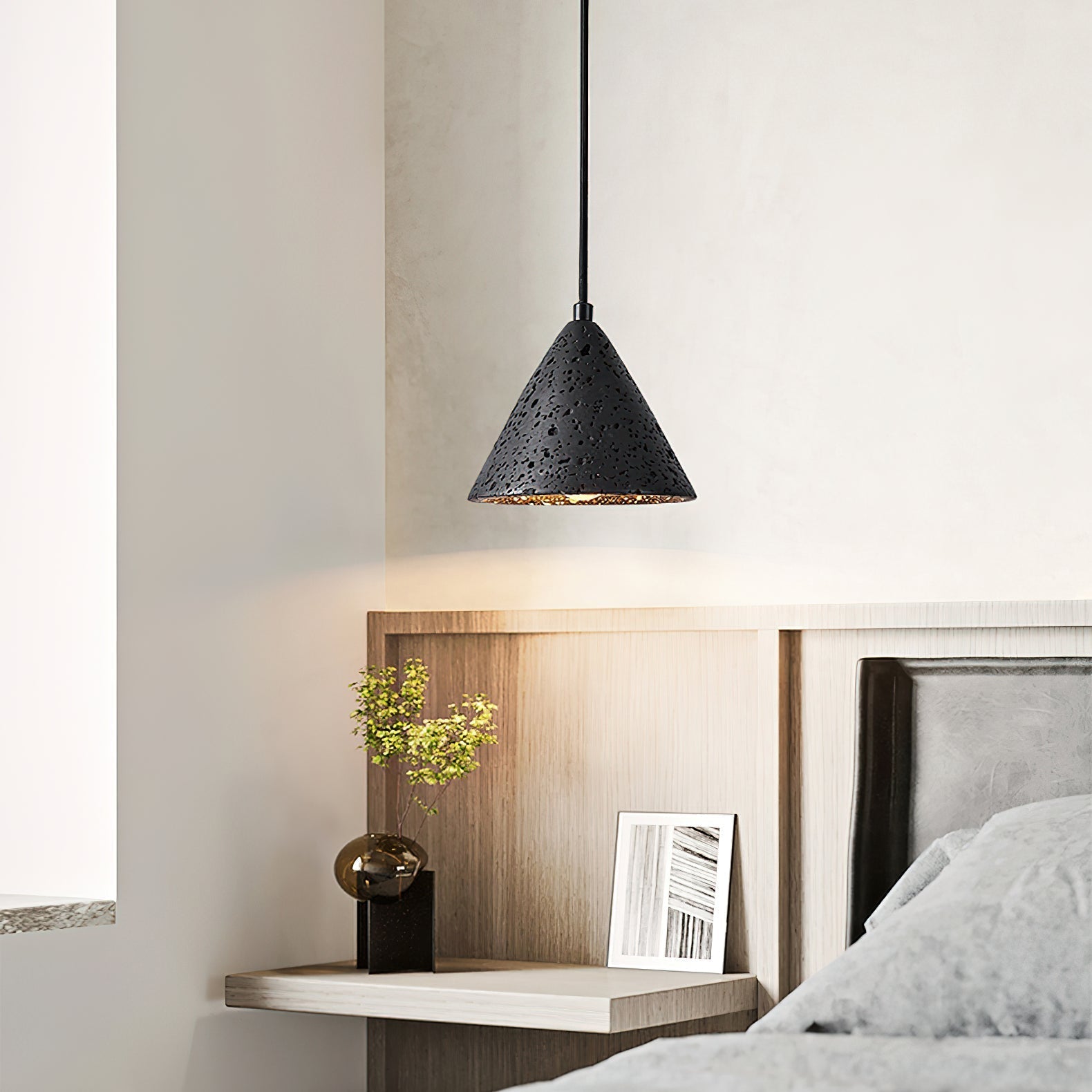 Vaelior Dome Shade Travertine Pendant Light - Neutralighting