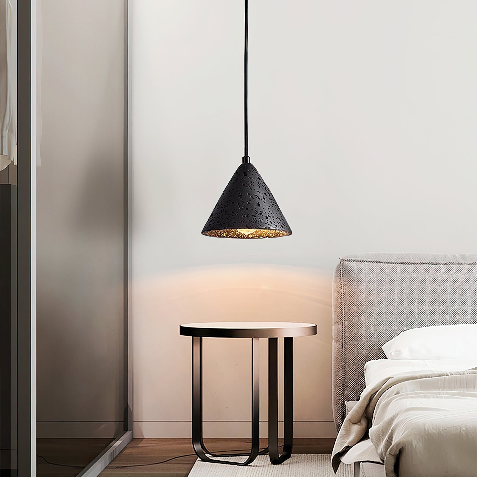 Vaelior Dome Shade Travertine Pendant Light - Neutralighting