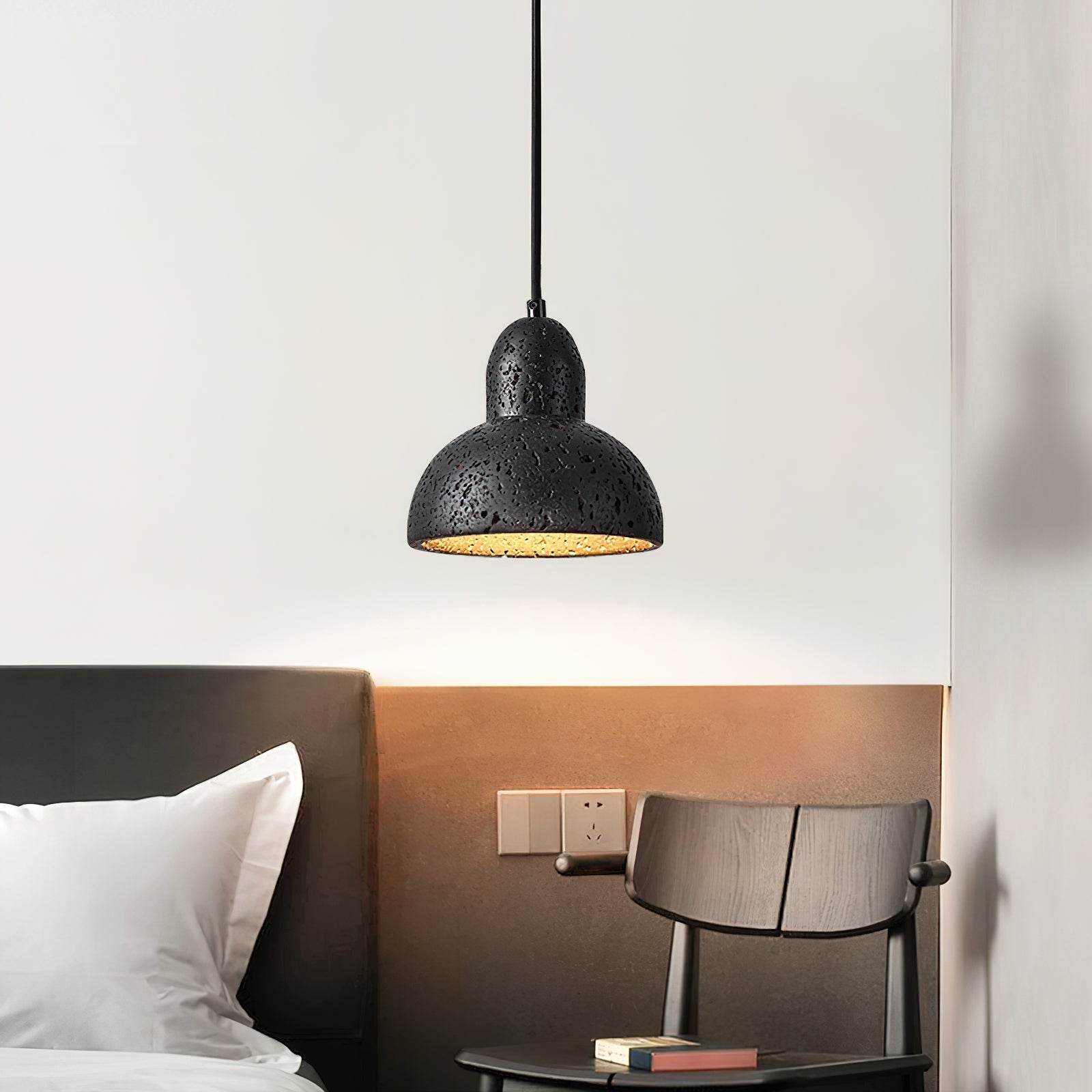 Vaelior Dome Shade Travertine Pendant Light - Neutralighting
