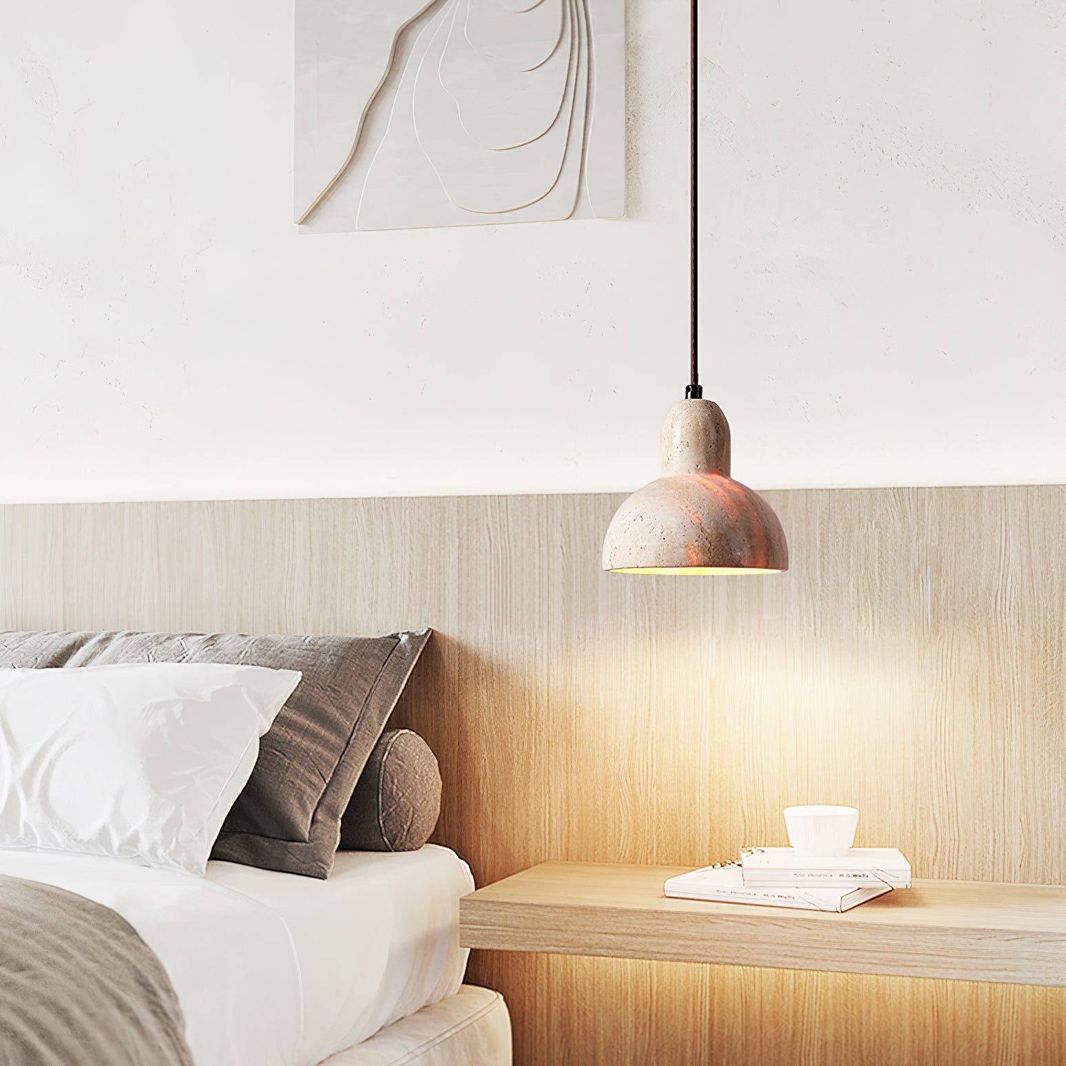 Ritta Travertine Dome Pendant Light - Neutralighting