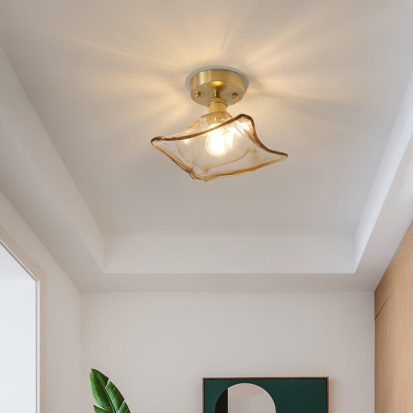 Ceiling Light Amber Swirl Glass - Neutralighting