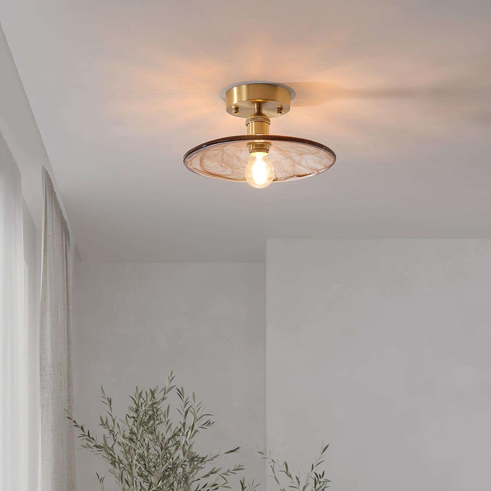 Ceiling Light Amber Swirl Glass - Neutralighting
