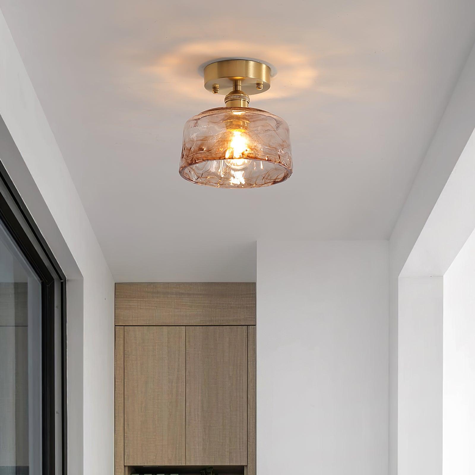 Ceiling Light Amber Swirl Glass - Neutralighting
