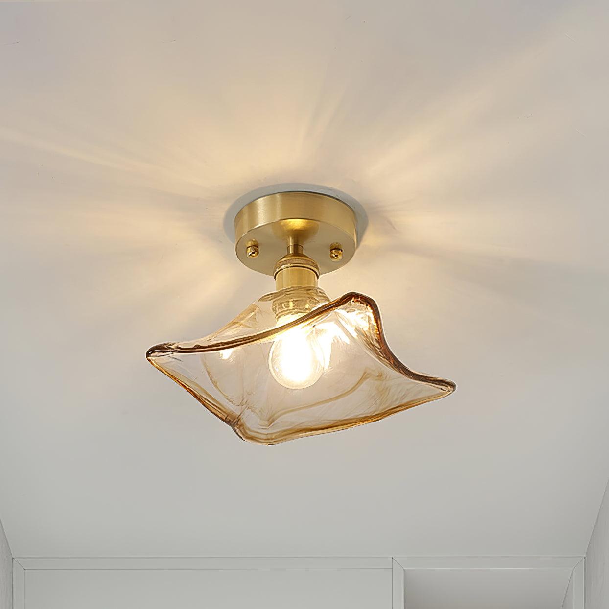 Ceiling Light Amber Swirl Glass - Neutralighting