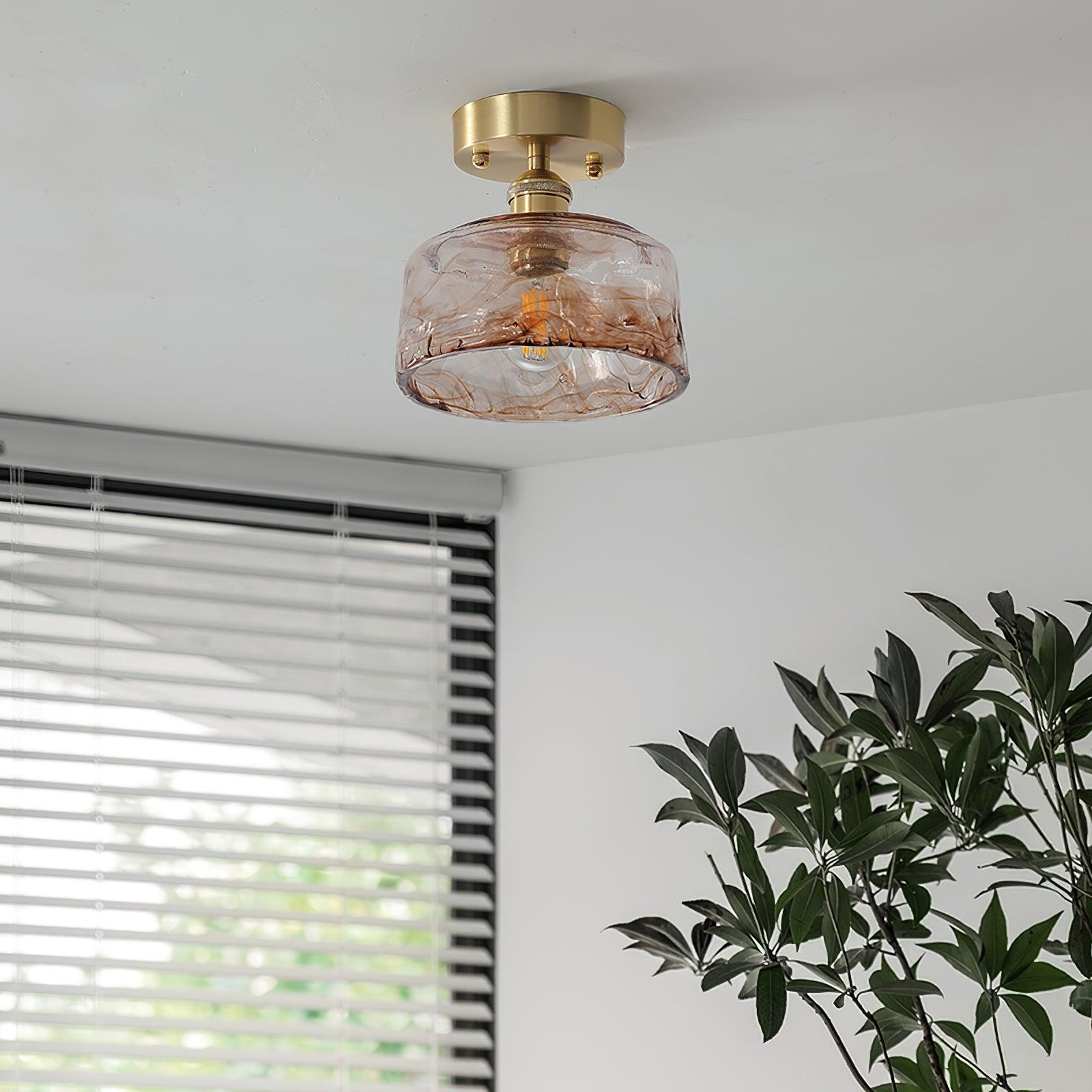 Ceiling Light Amber Swirl Glass - Neutralighting