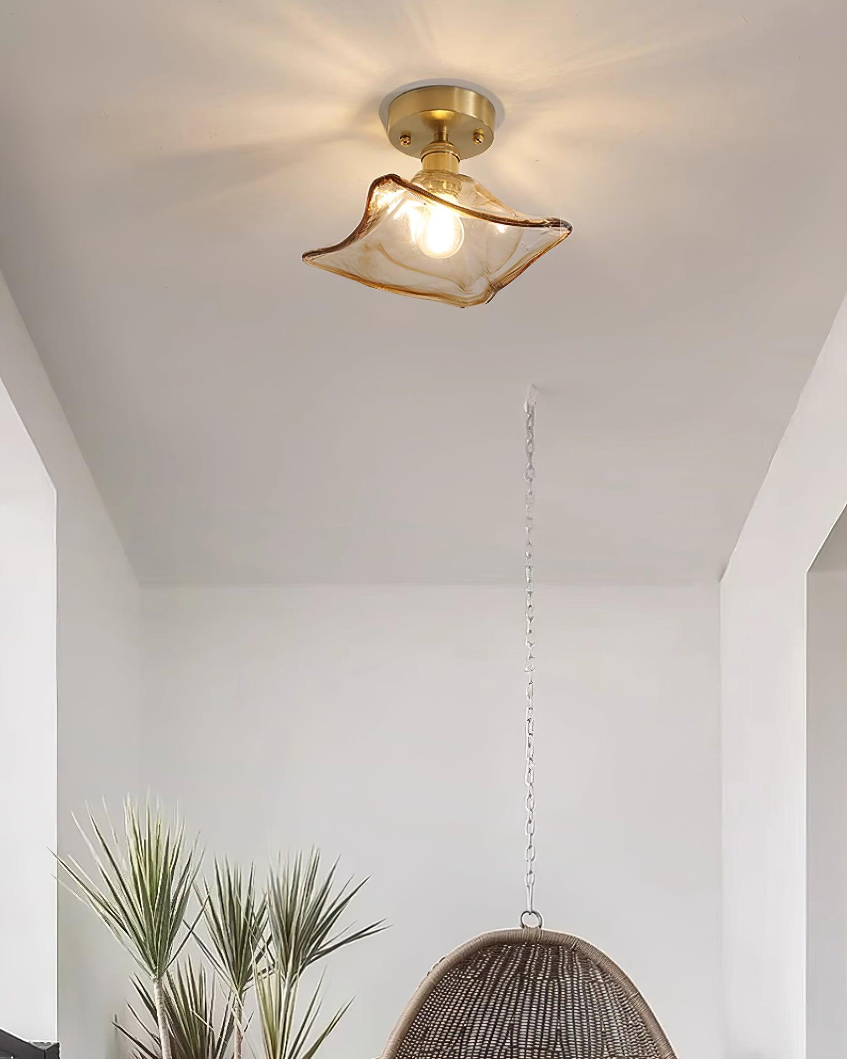 Ceiling Light Amber Swirl Glass - Neutralighting