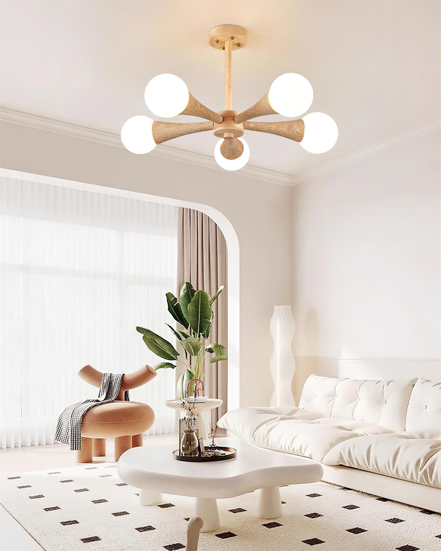 Ritta Flush Mount Ceiling Light Wood Travertine - Neutralighting