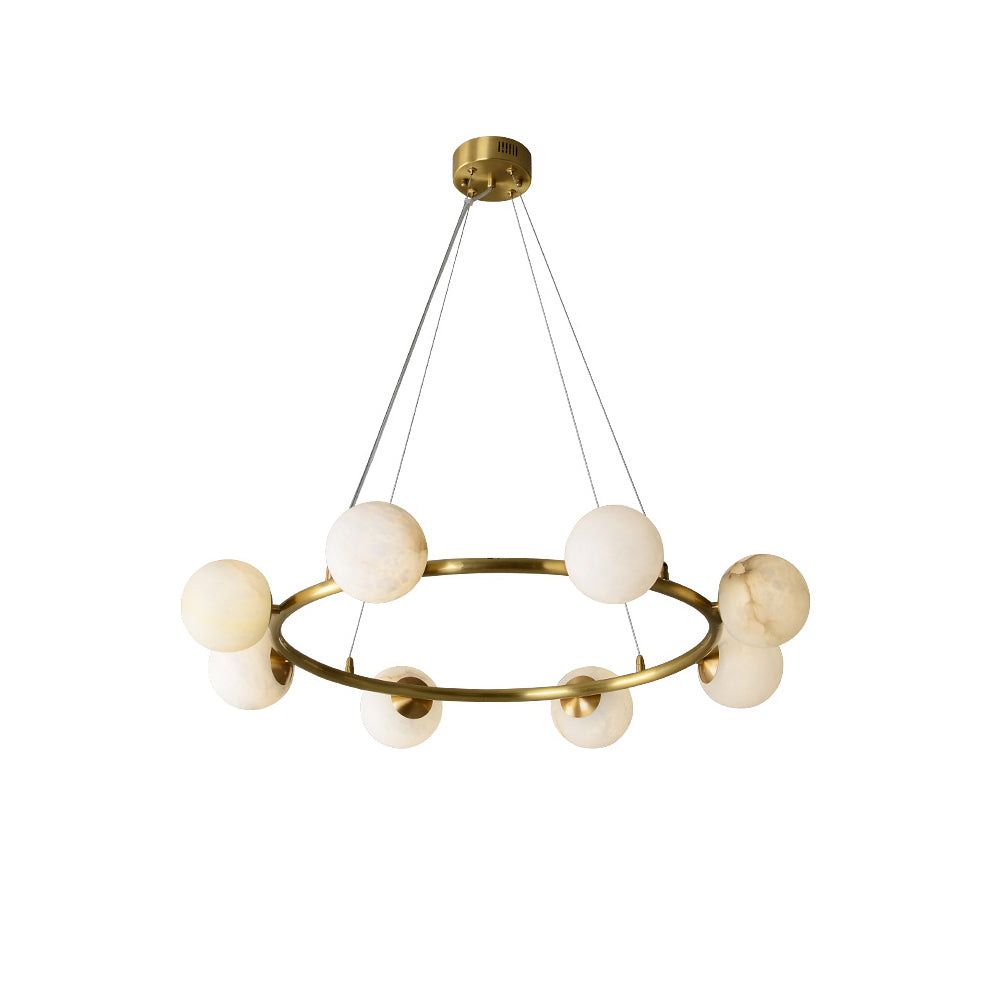 Helix Chandelier Alabaster Globe Halo - Neutralighting