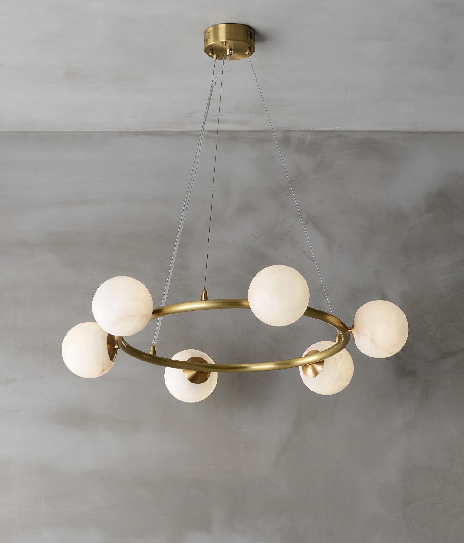 Helix Chandelier Alabaster Globe Halo - Neutralighting