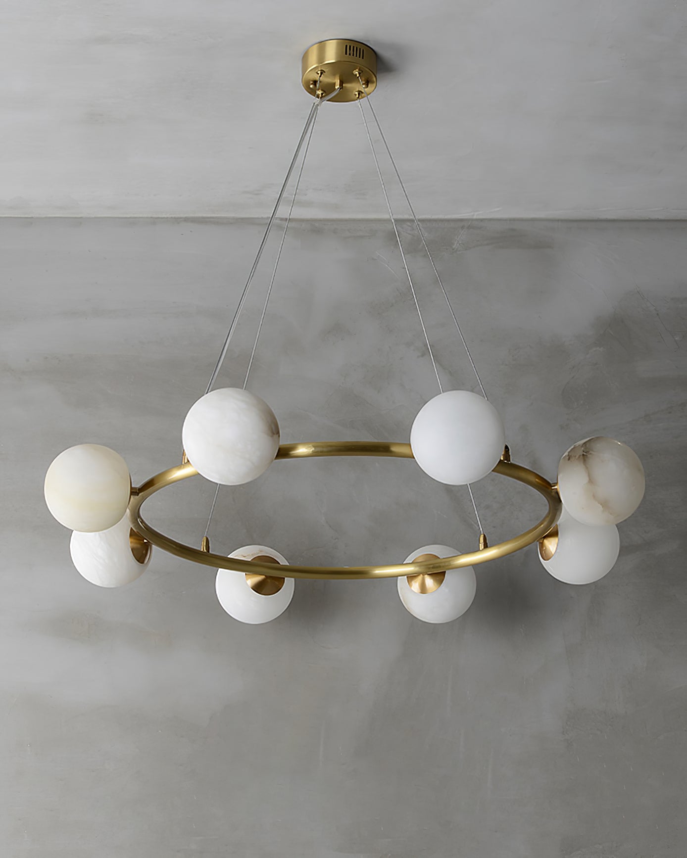 Helix Chandelier Alabaster Globe Halo - Neutralighting