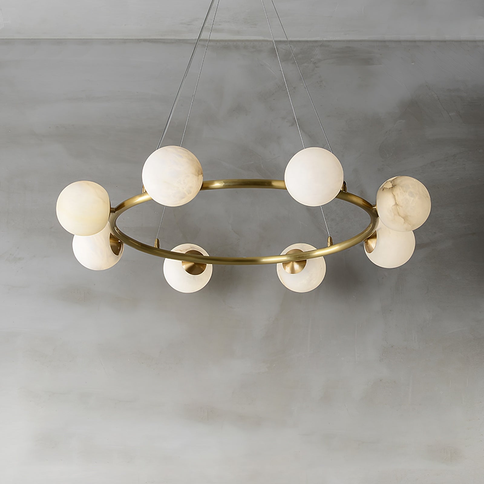Helix Chandelier Alabaster Globe Halo - Neutralighting
