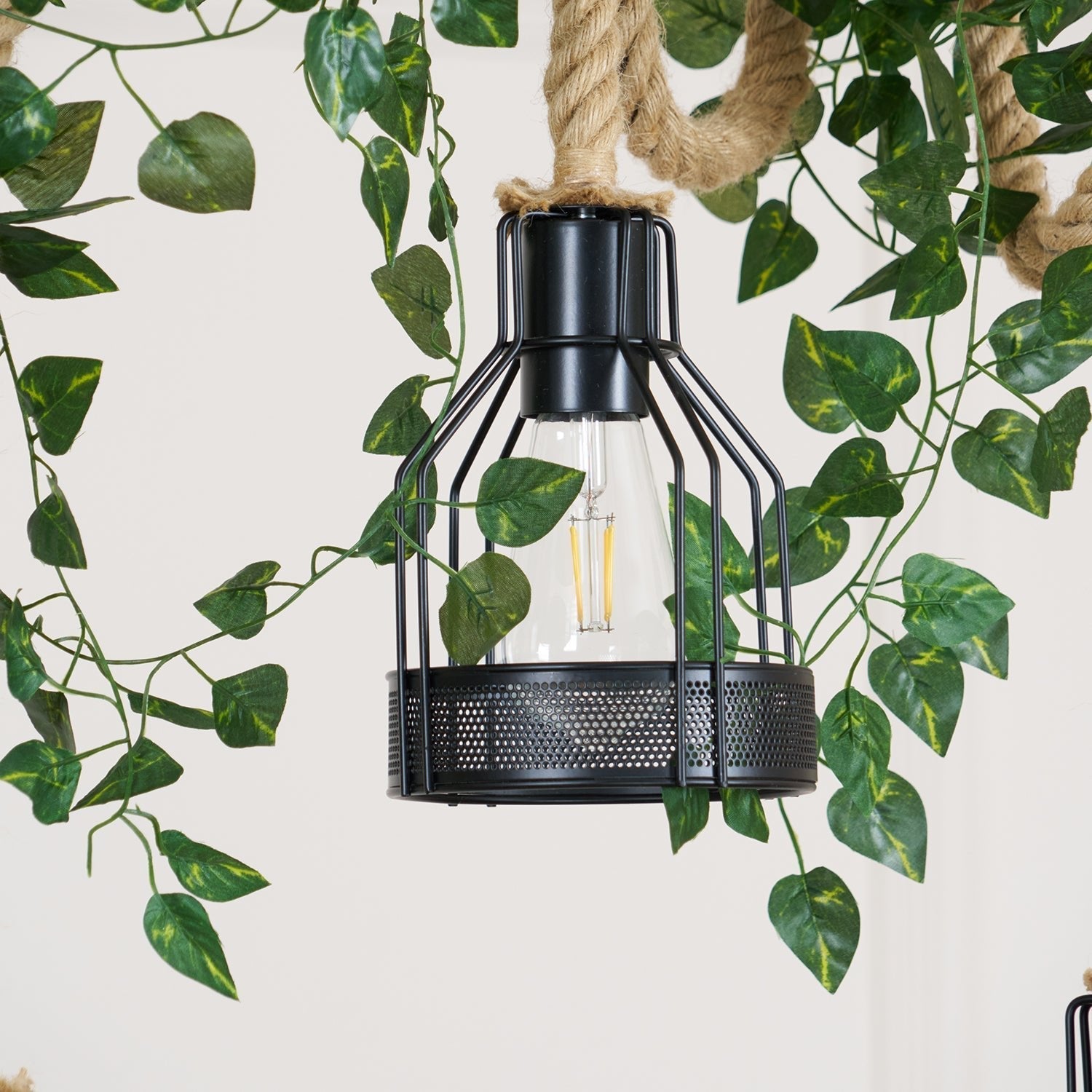 Quoro Hemp Rope Industrial Grenade Chandelier - Neutralighting
