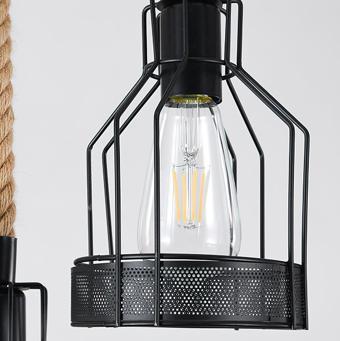 Quoro Hemp Rope Industrial Grenade Chandelier - Neutralighting