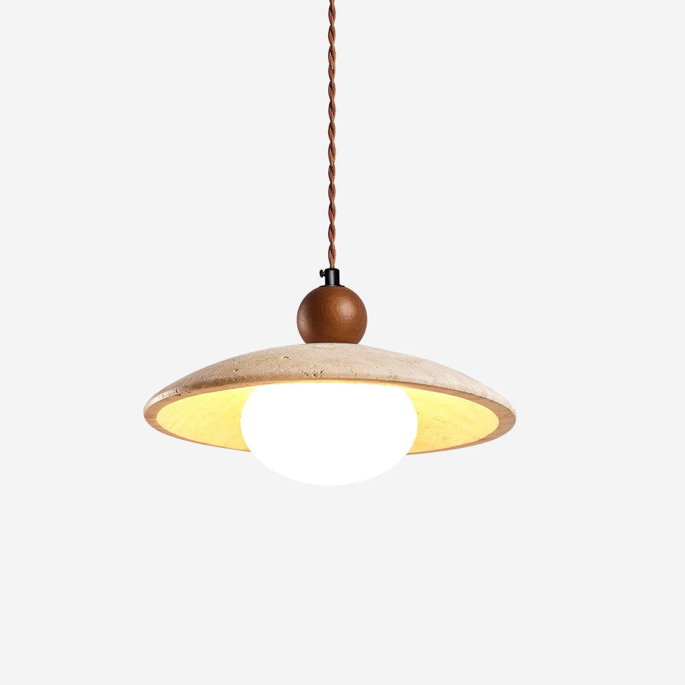 Travaro Travertine Pendant Light with Wooden Accent - Neutralighting