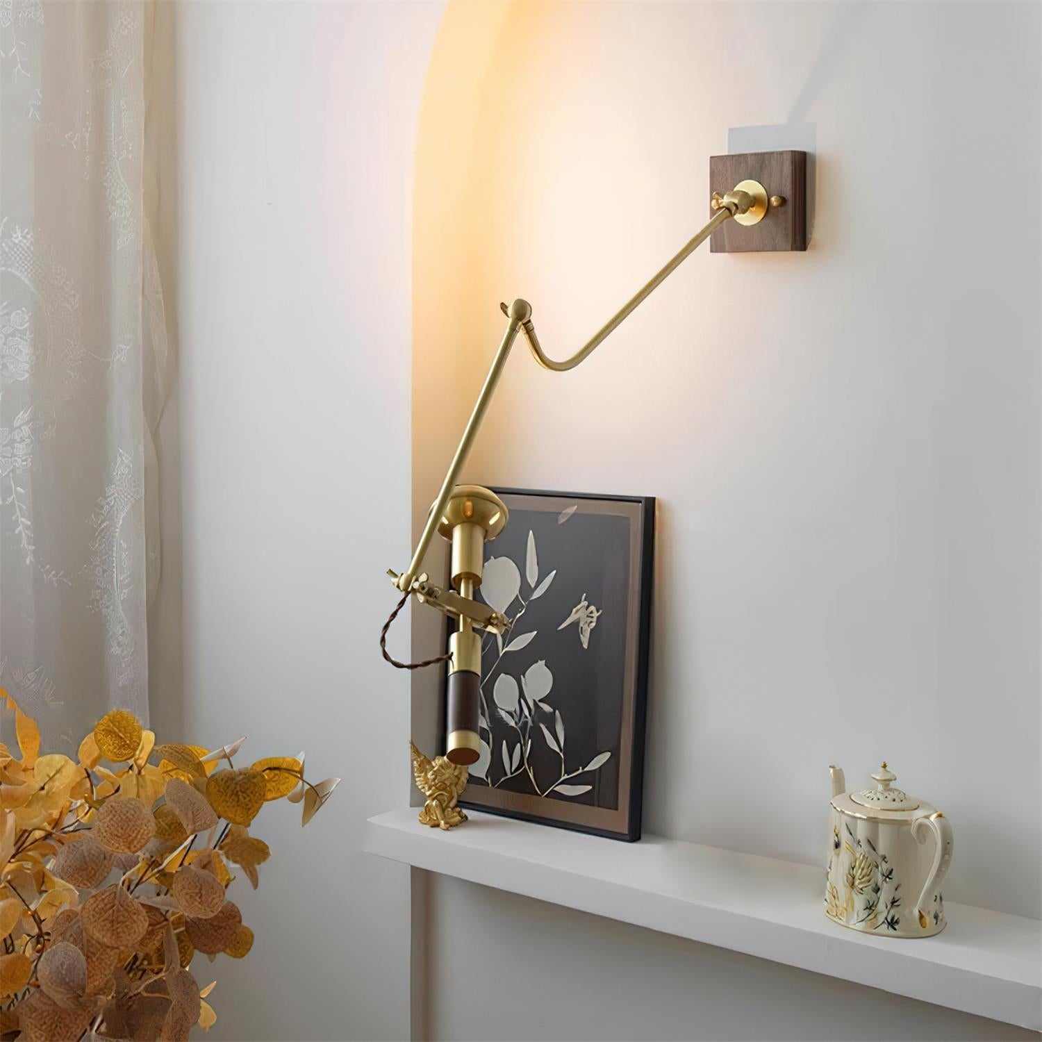 Wall Lamp Adjustable Brass Walnut Vintage Spotlight Industrial Task Sconce - Neutralighting