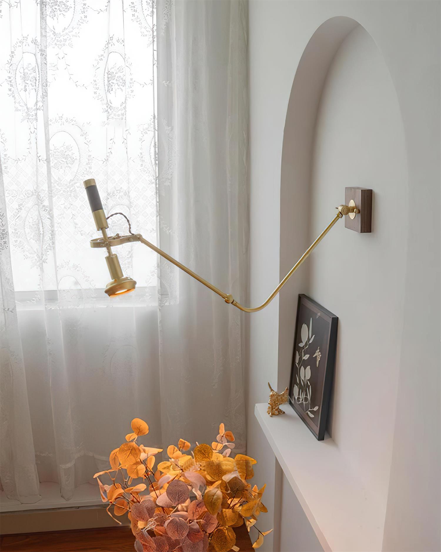 Wall Lamp Adjustable Brass Walnut Vintage Spotlight Industrial Task Sconce - Neutralighting