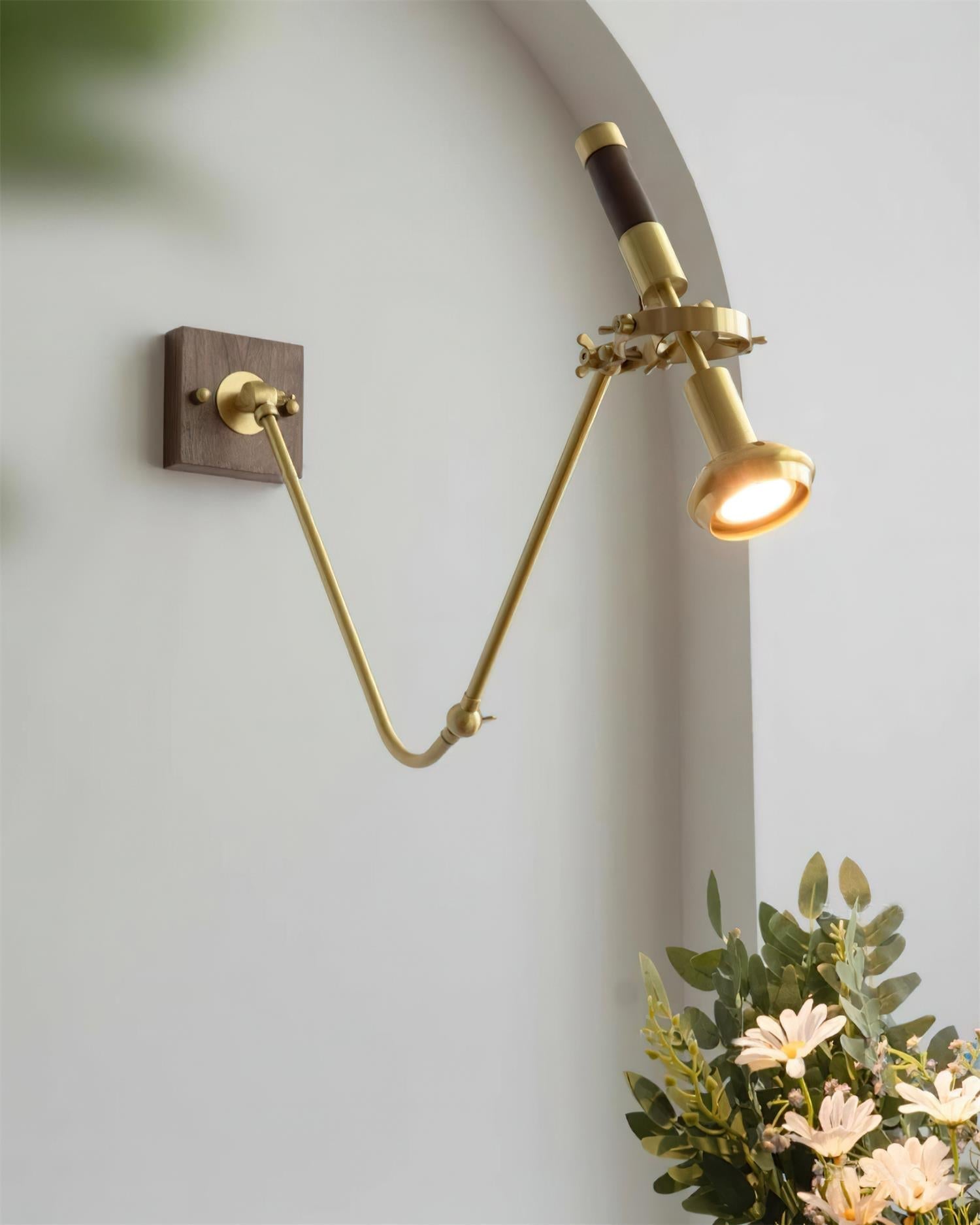 Wall Lamp Adjustable Brass Walnut Vintage Spotlight Industrial Task Sconce - Neutralighting