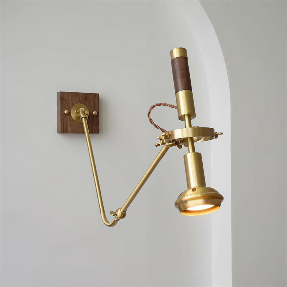 Wall Lamp Adjustable Brass Walnut Vintage Spotlight Industrial Task Sconce - Neutralighting
