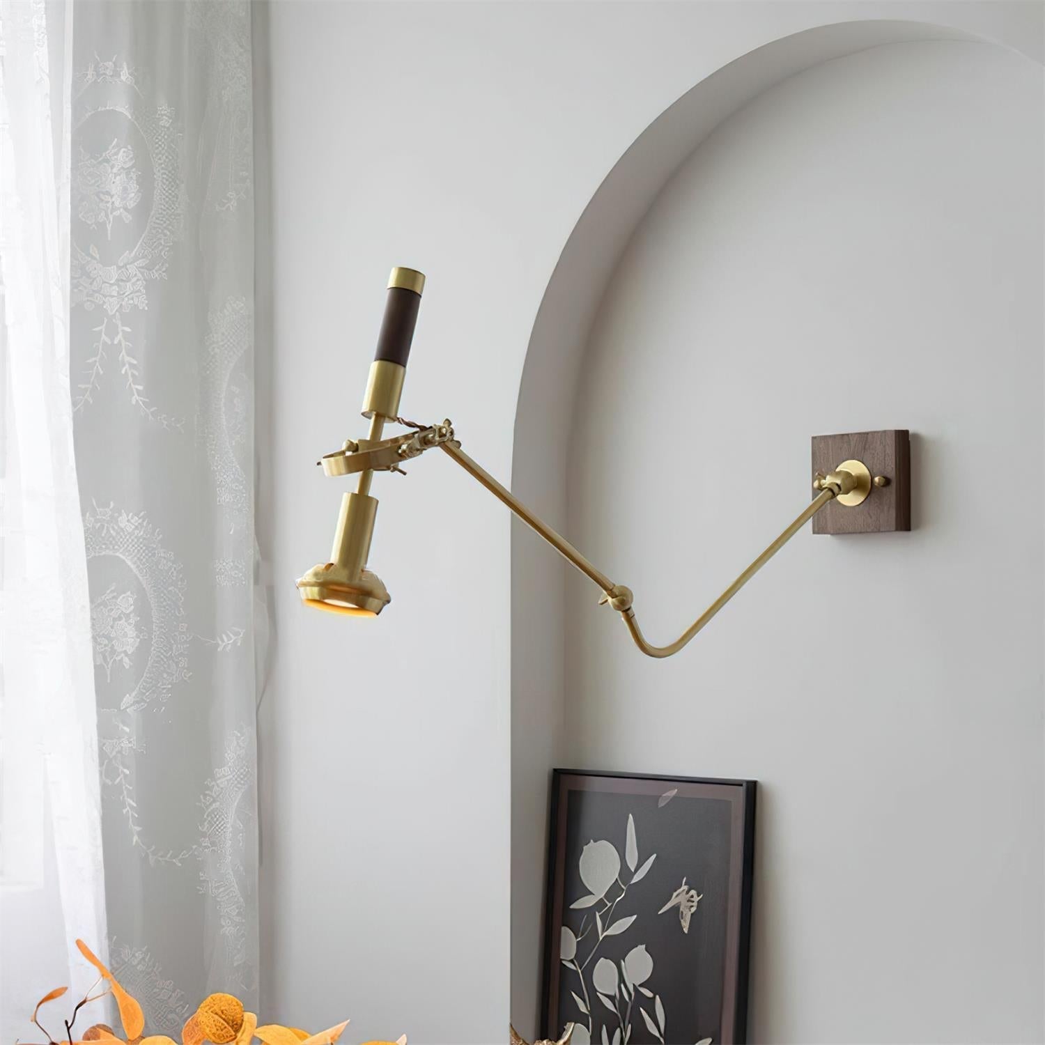 Wall Lamp Adjustable Brass Walnut Vintage Spotlight Industrial Task Sconce - Neutralighting