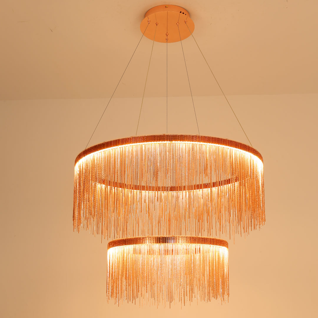 Arisha Tassel Chain Art Deco Pendant Light Silver/Gold Living Room/Hall - Neutralighting