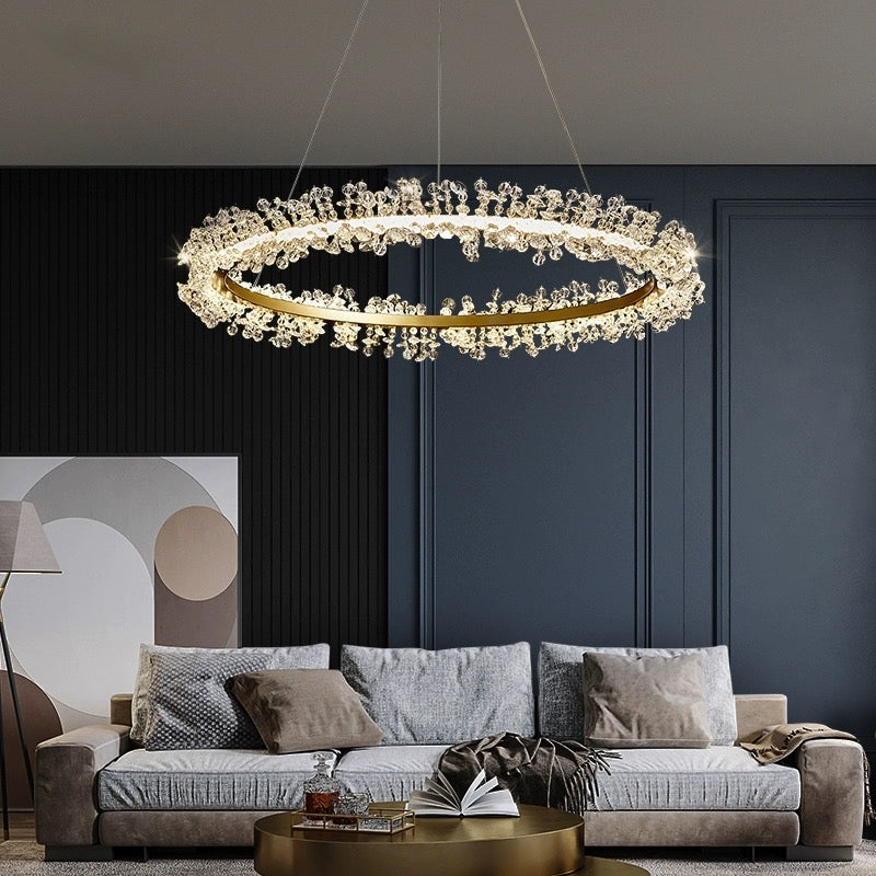 Kristy Luxury Circular Crystal Tassel Pendant Light - Neutralighting