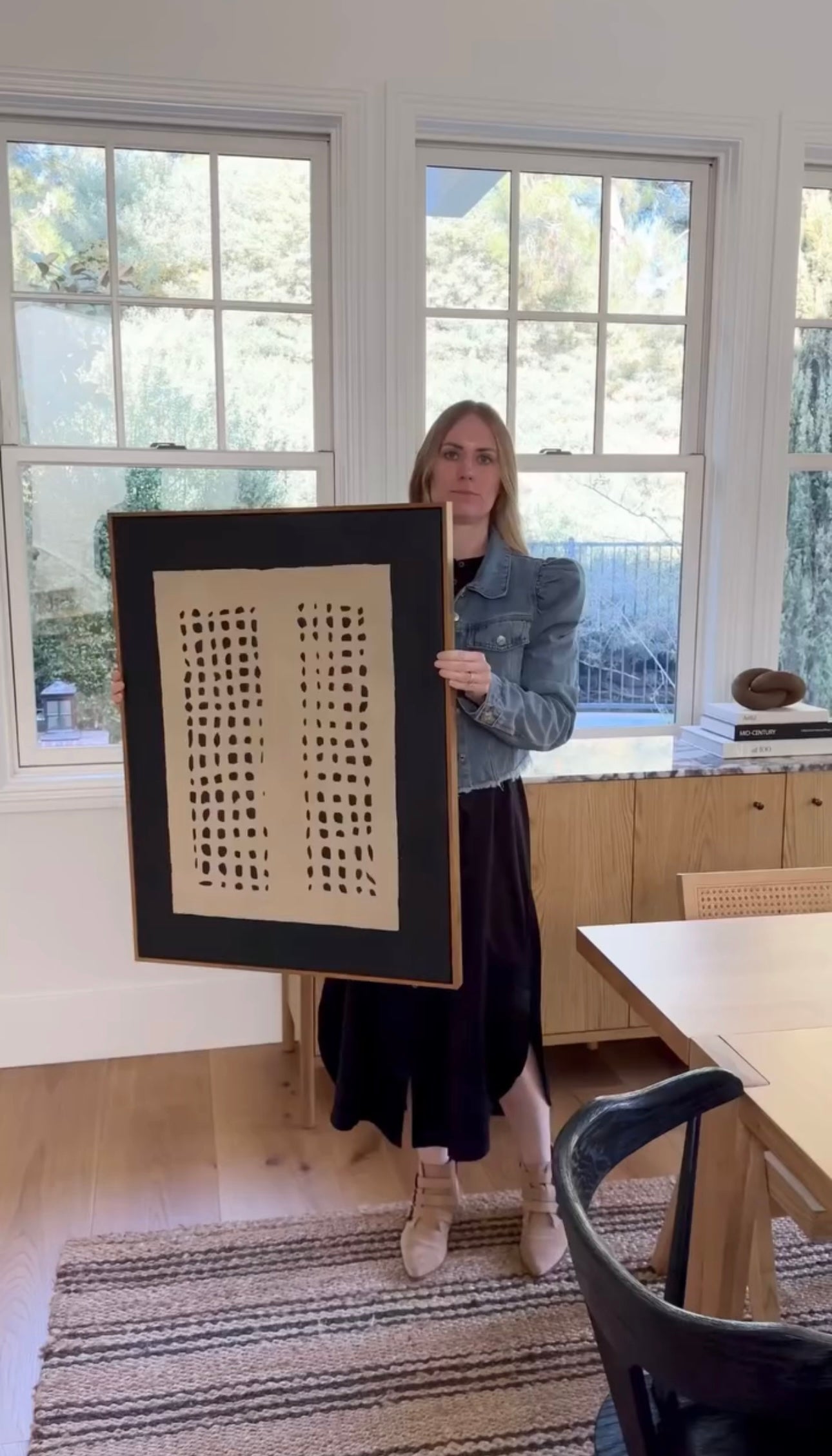 Black Beige Geometric Minimalist Painting