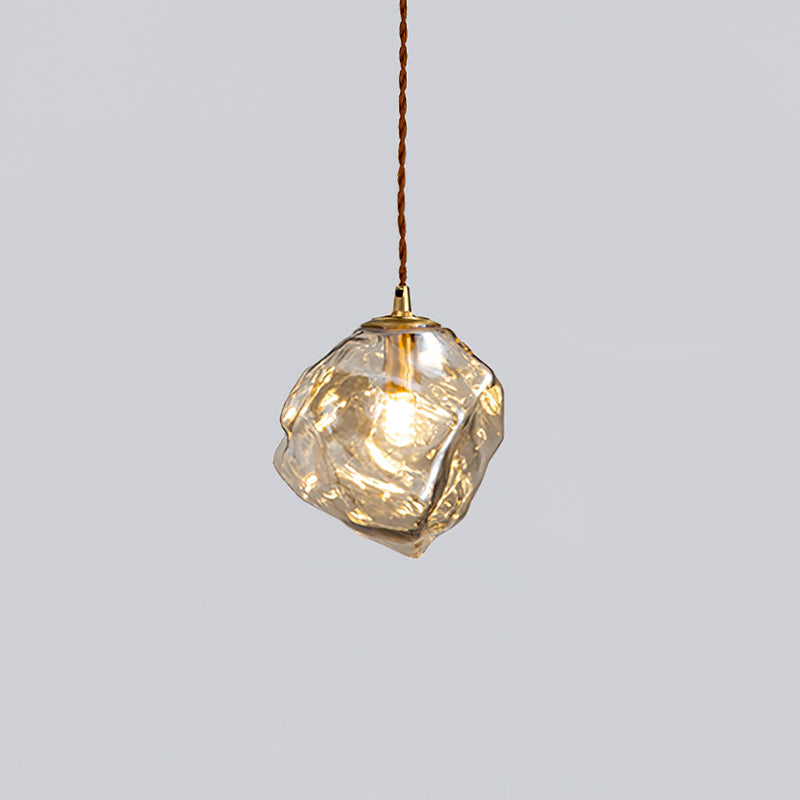 Pendant Light Walnut Wood Glass Cube - Neutralighting