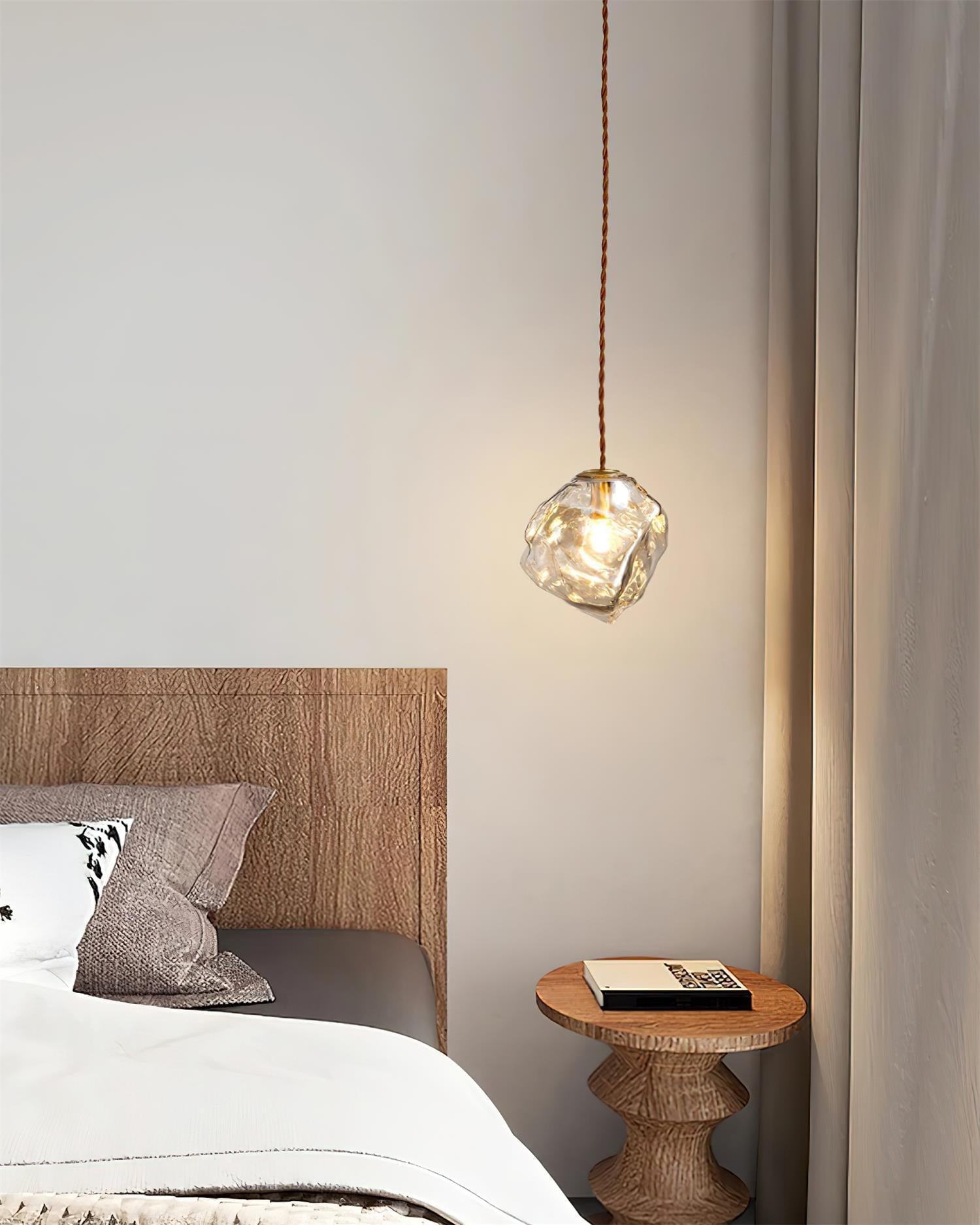 Pendant Light Walnut Wood Glass Cube - Neutralighting