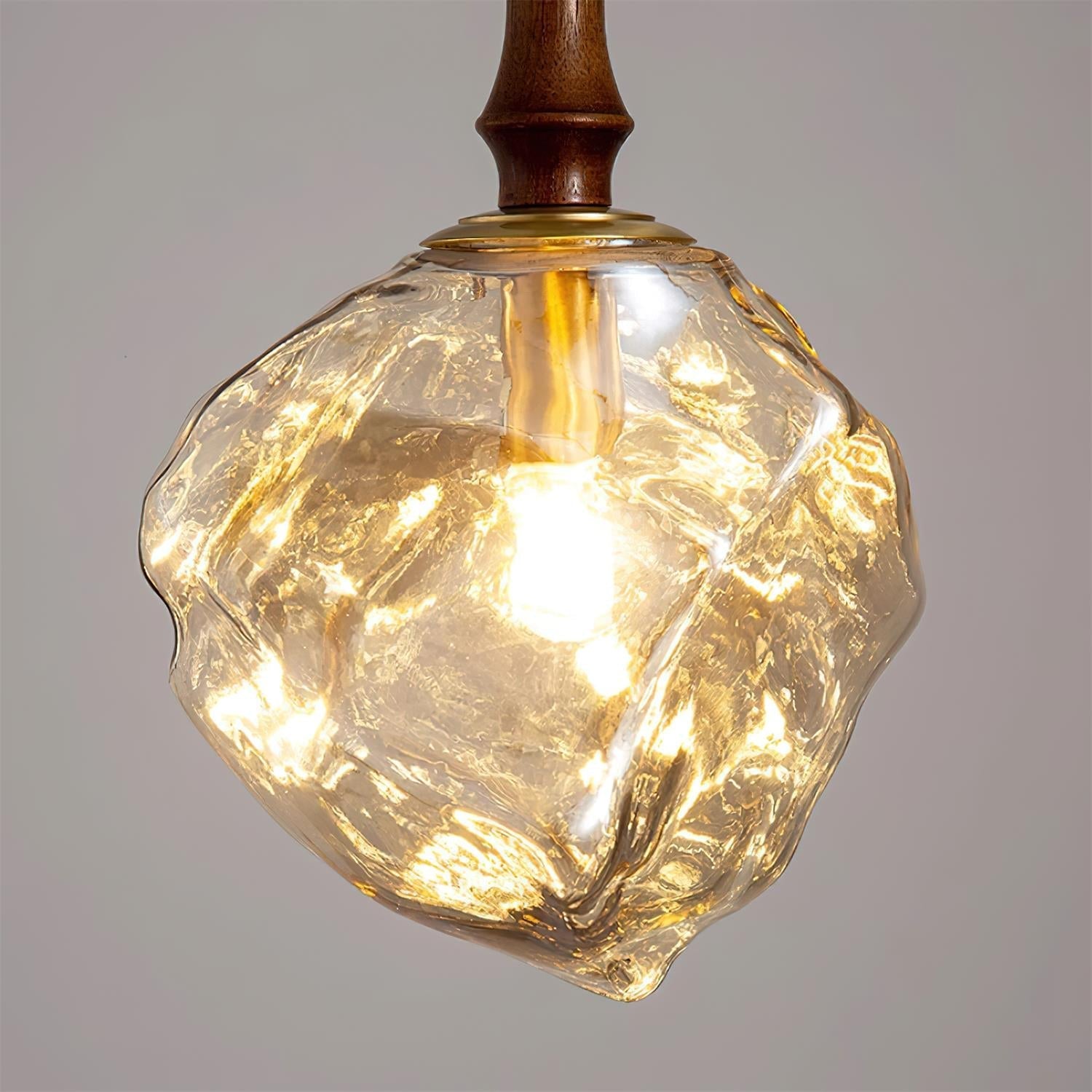 Pendant Light Walnut Wood Glass Cube - Neutralighting