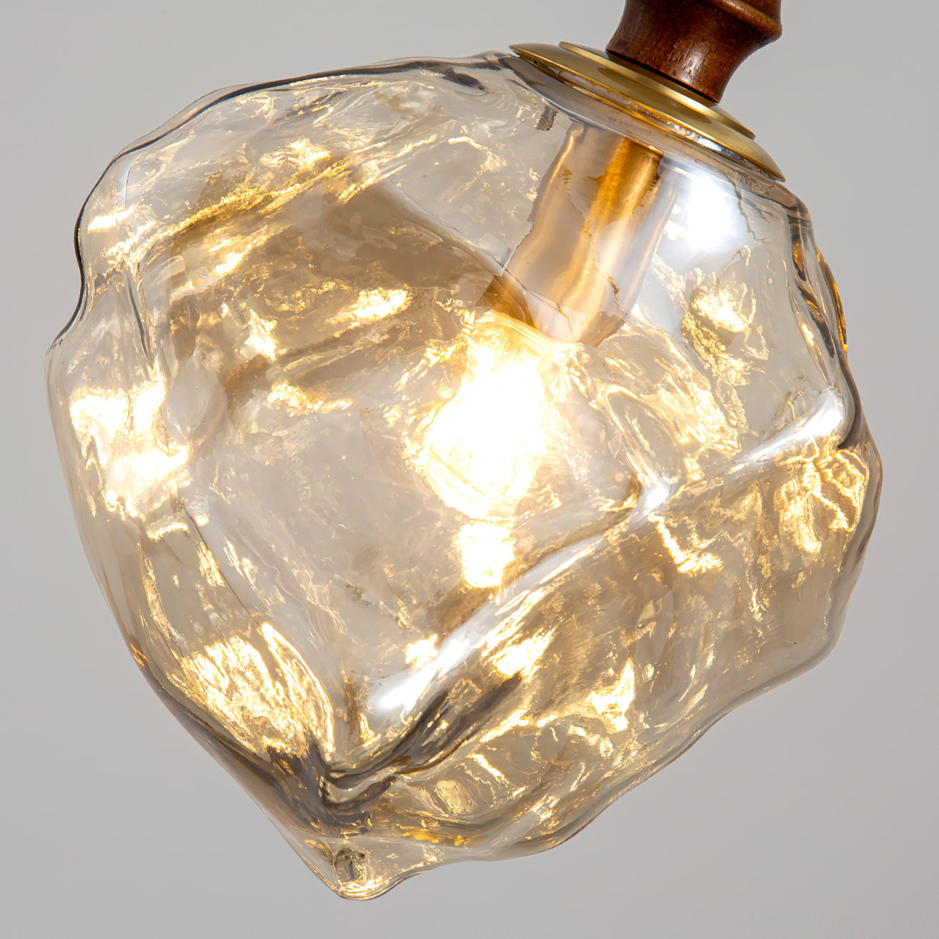 Pendant Light Walnut Wood Glass Cube - Neutralighting