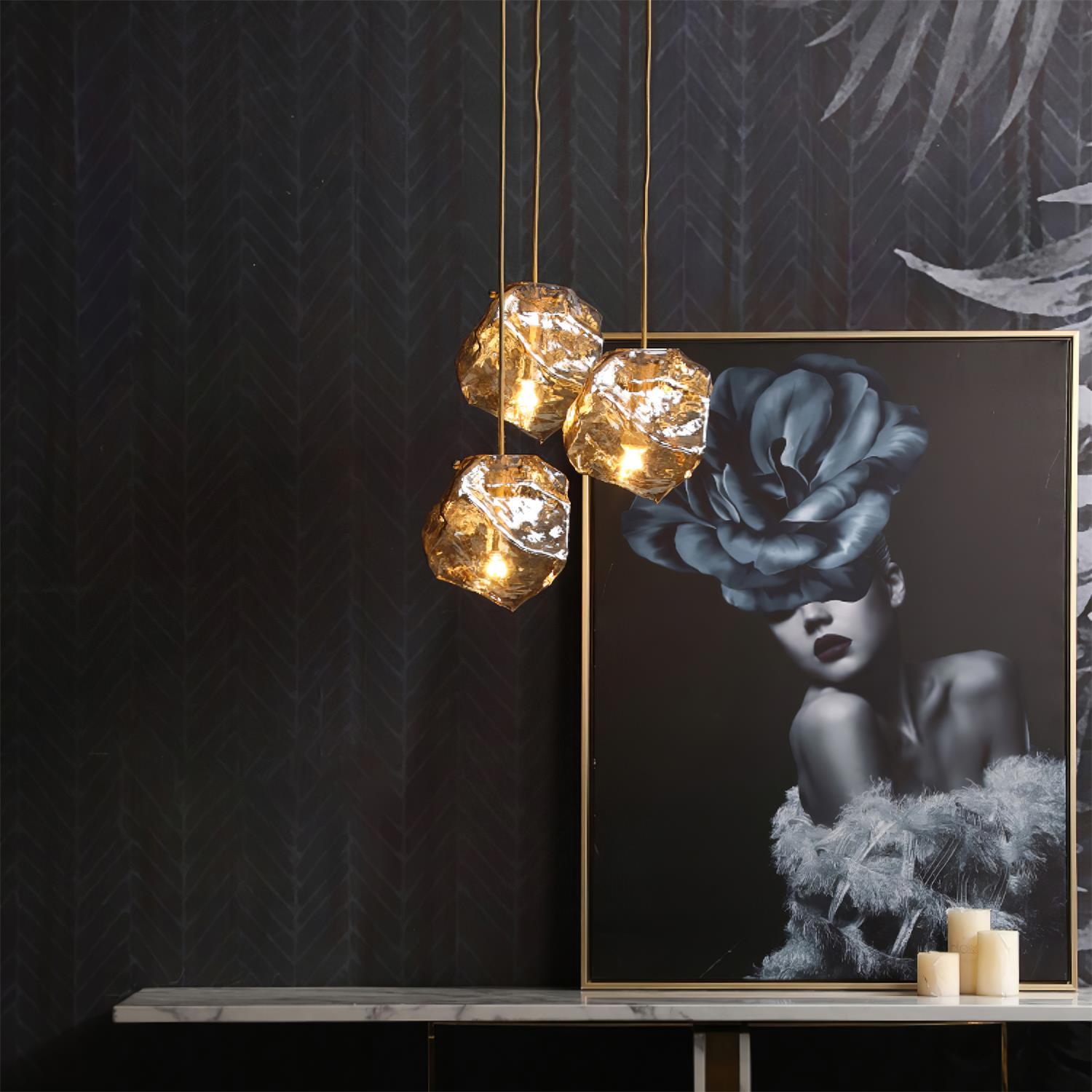 Ice Glass Pendant Light Brass - Neutralighting