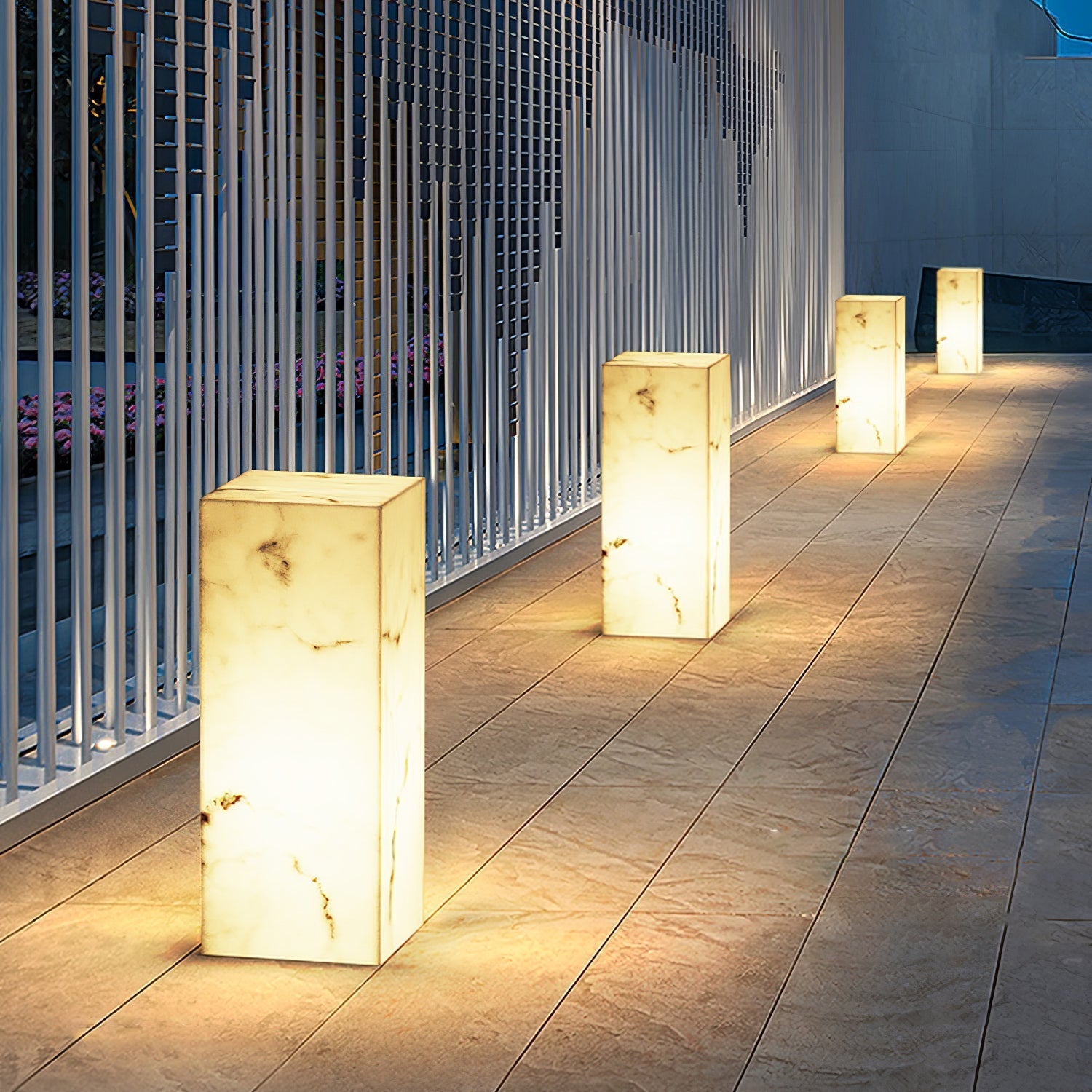 Ray Imitation Marble Cube Outdoor Light