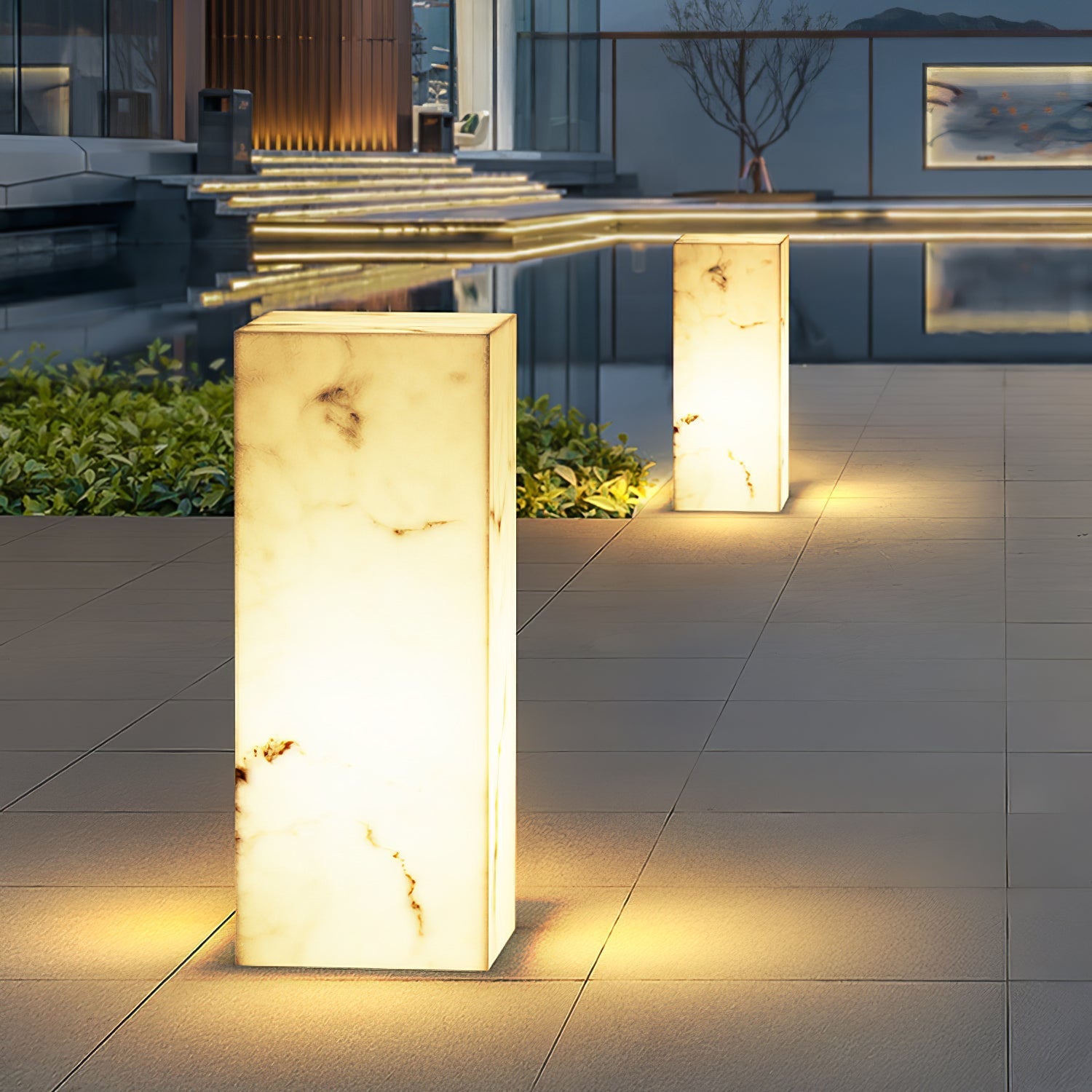 Ray Imitation Marble Cube Outdoor Light - Neutralighting