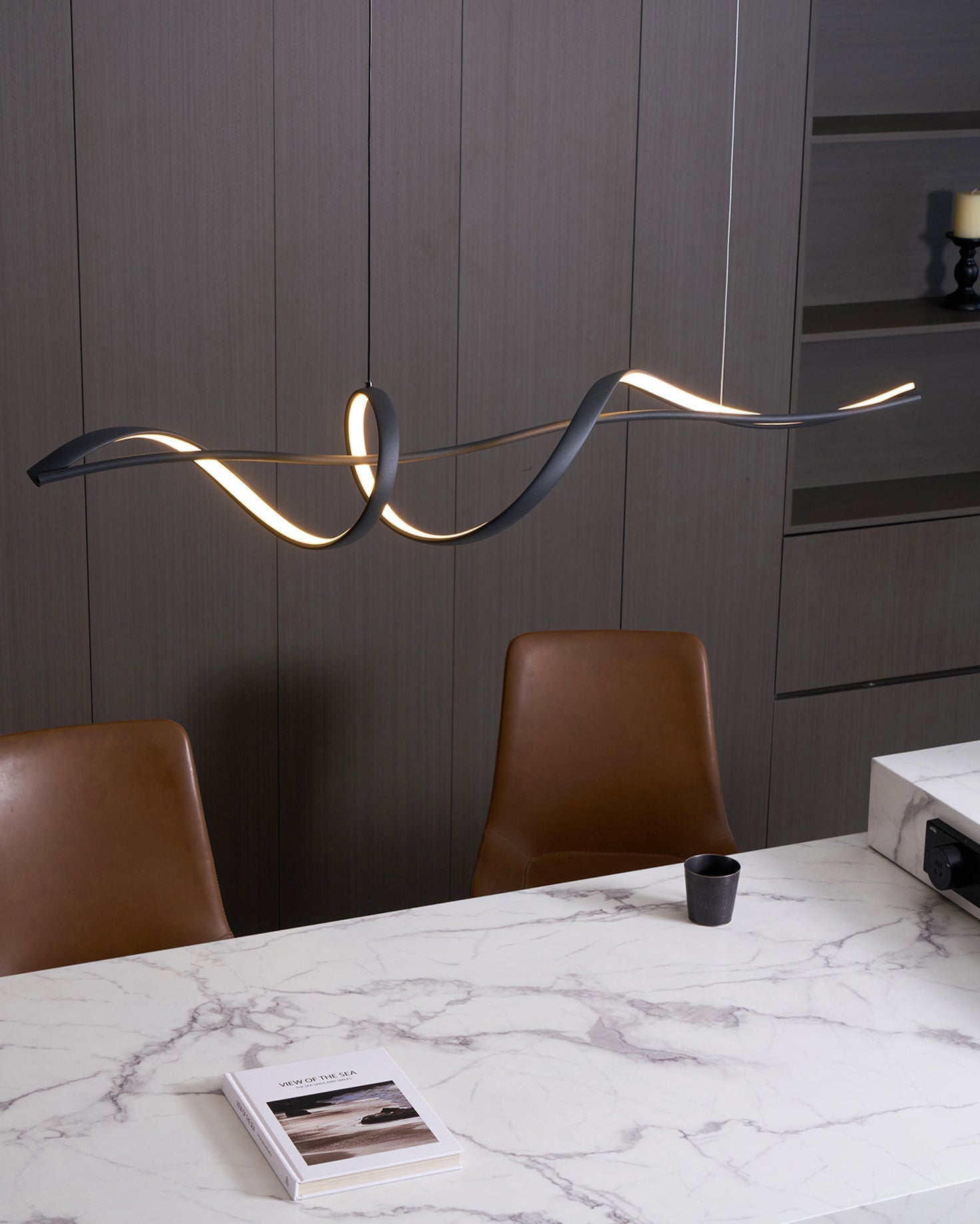 Aveline Modern Black LED Wave Pendant Light - Neutralighting